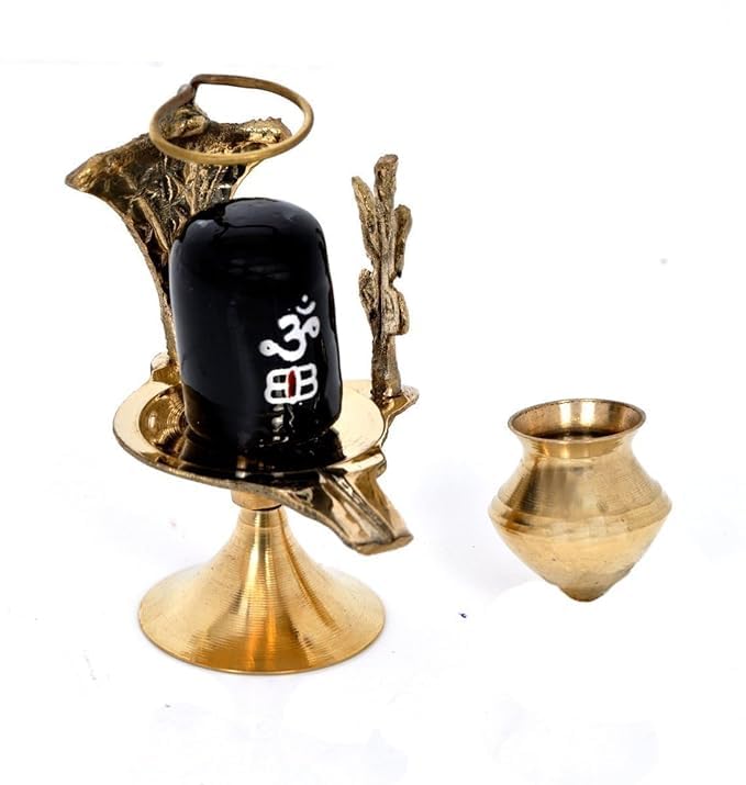 Brass Shivling Puja Stand with Stand Jaldhari Stand Jaladhari Stand jalheri Brass Shivlingam with Stand (Small Size) - Image 2