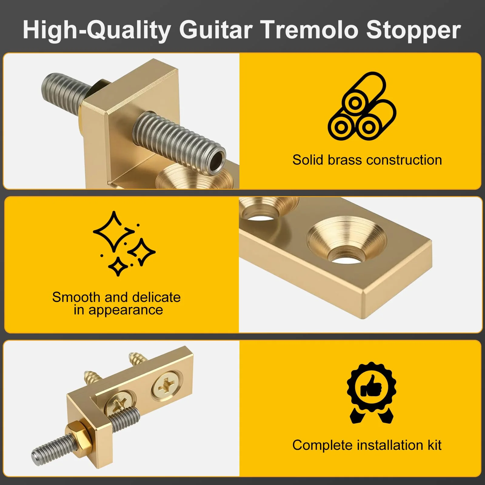 Brass Tremolo Stopper Stabilizer Set Suitable for Floyd Rose and Other Floating Bridges Guitar Parts (FMTS) with Screw Wrench - Image 3