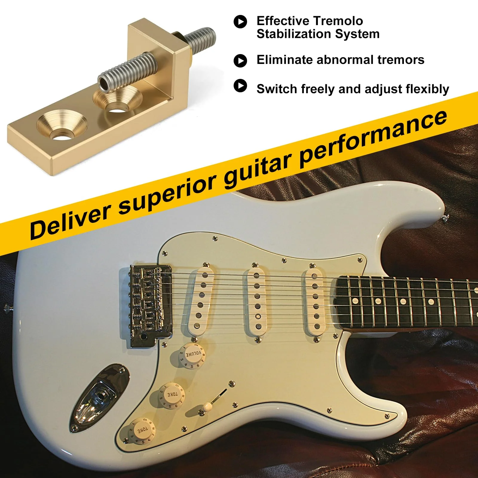 Brass Tremolo Stopper Stabilizer Set Suitable for Floyd Rose and Other Floating Bridges Guitar Parts (FMTS) with Screw Wrench - Image 4