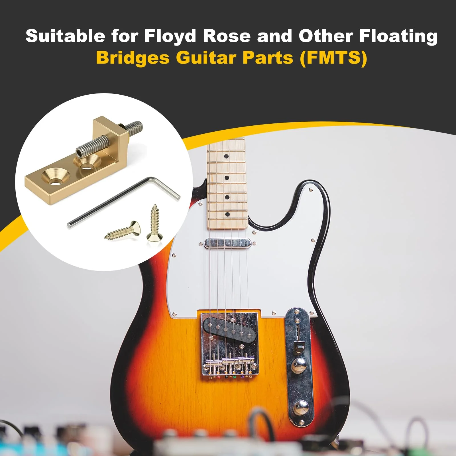 Brass Tremolo Stopper Stabilizer Set Suitable for Floyd Rose and Other Floating Bridges Guitar Parts (FMTS) with Screw Wrench - Image 6
