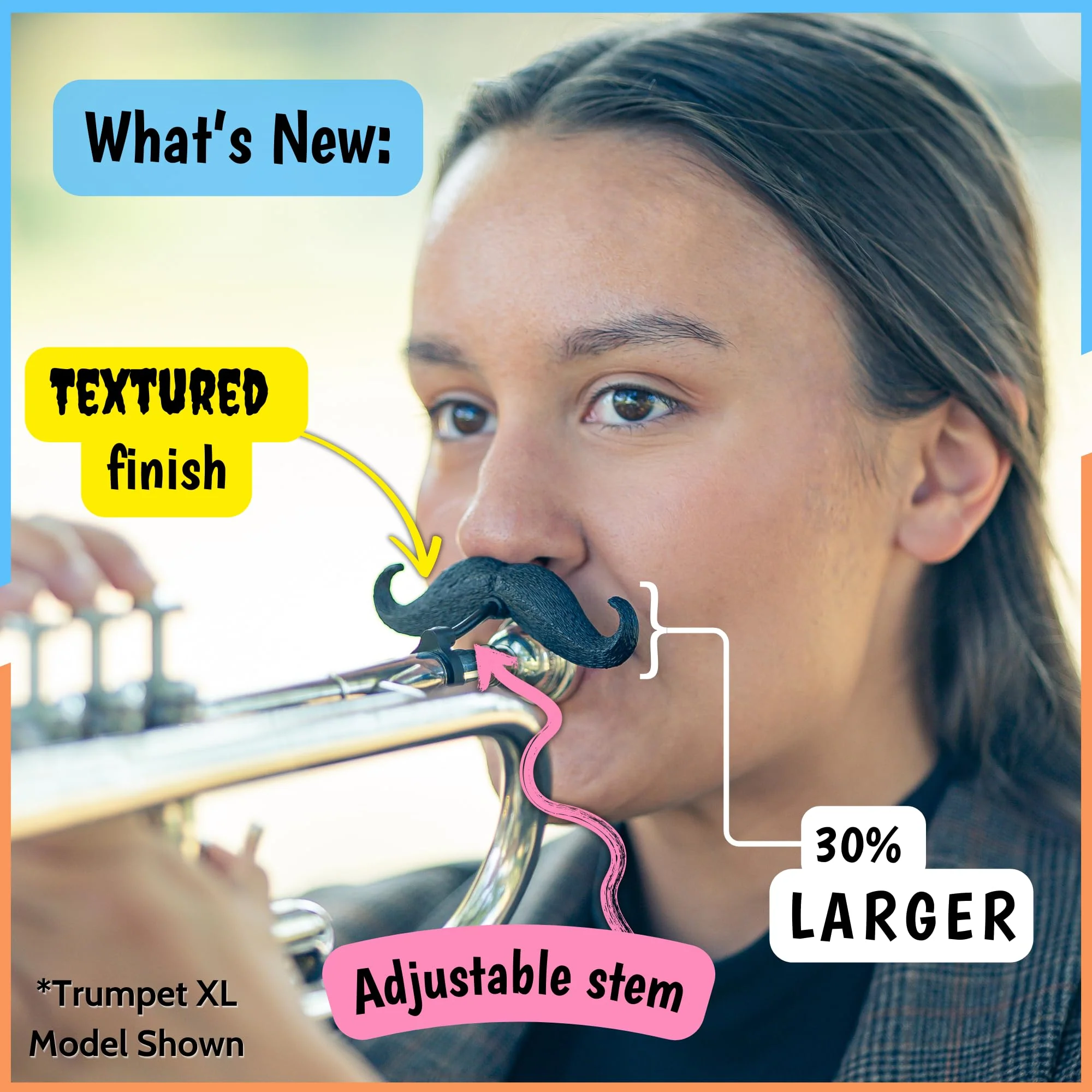 Brasstache 2.0 Combo Pack - [2-Pack] The Original Clip-on Mustache for Brass Instrument Mouthpieces, XL and Handlebar Combo Version (Tuba) Tuba - Image 3