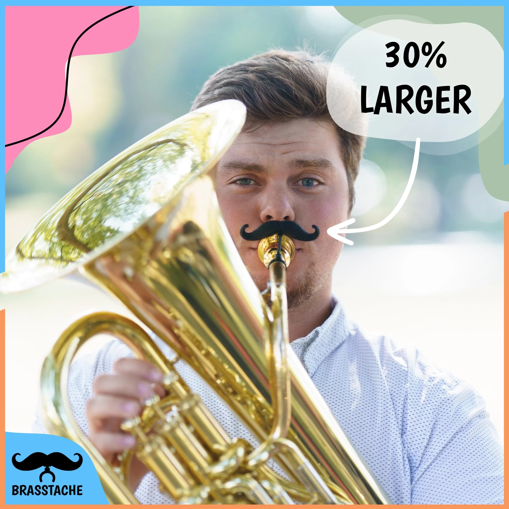 Brasstache 2.0 Combo Pack - [2-Pack] The Original Clip-on Mustache for Brass Instrument Mouthpieces, XL and Handlebar Combo Version (Tuba) Tuba - Image 4