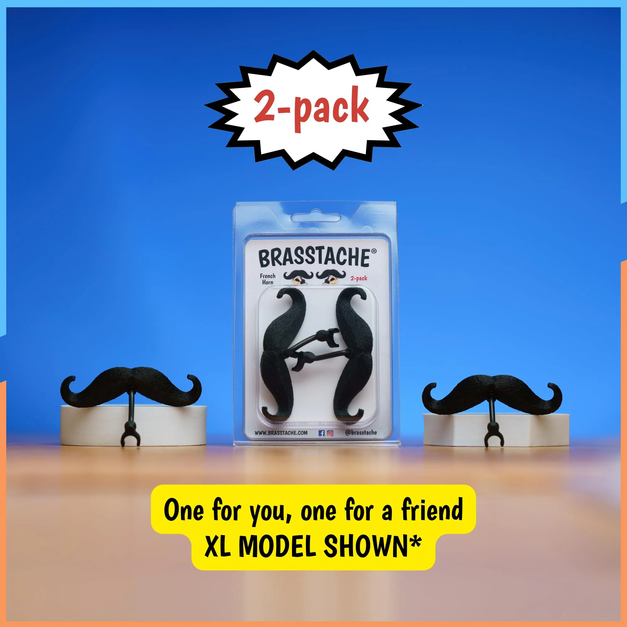 Brasstache 2.0 for Kids - (2-pack) Clip-on Mustache for Brass Players, Original Mustache Size (French Horn) French Horn - Image 4