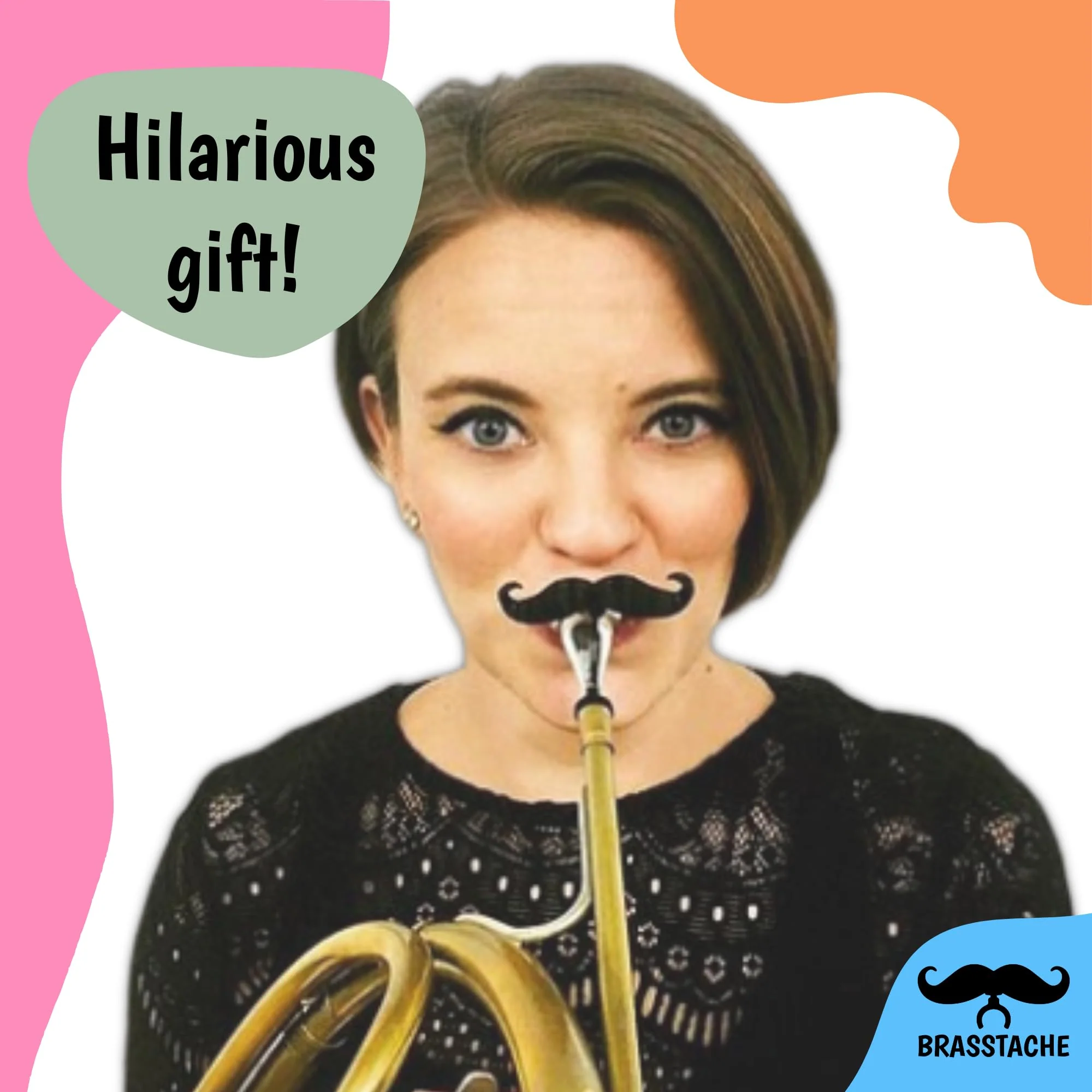 Brasstache 2.0 for Kids - (2-pack) Clip-on Mustache for Brass Players, Original Mustache Size (Trumpet) Trumpet - Image 2