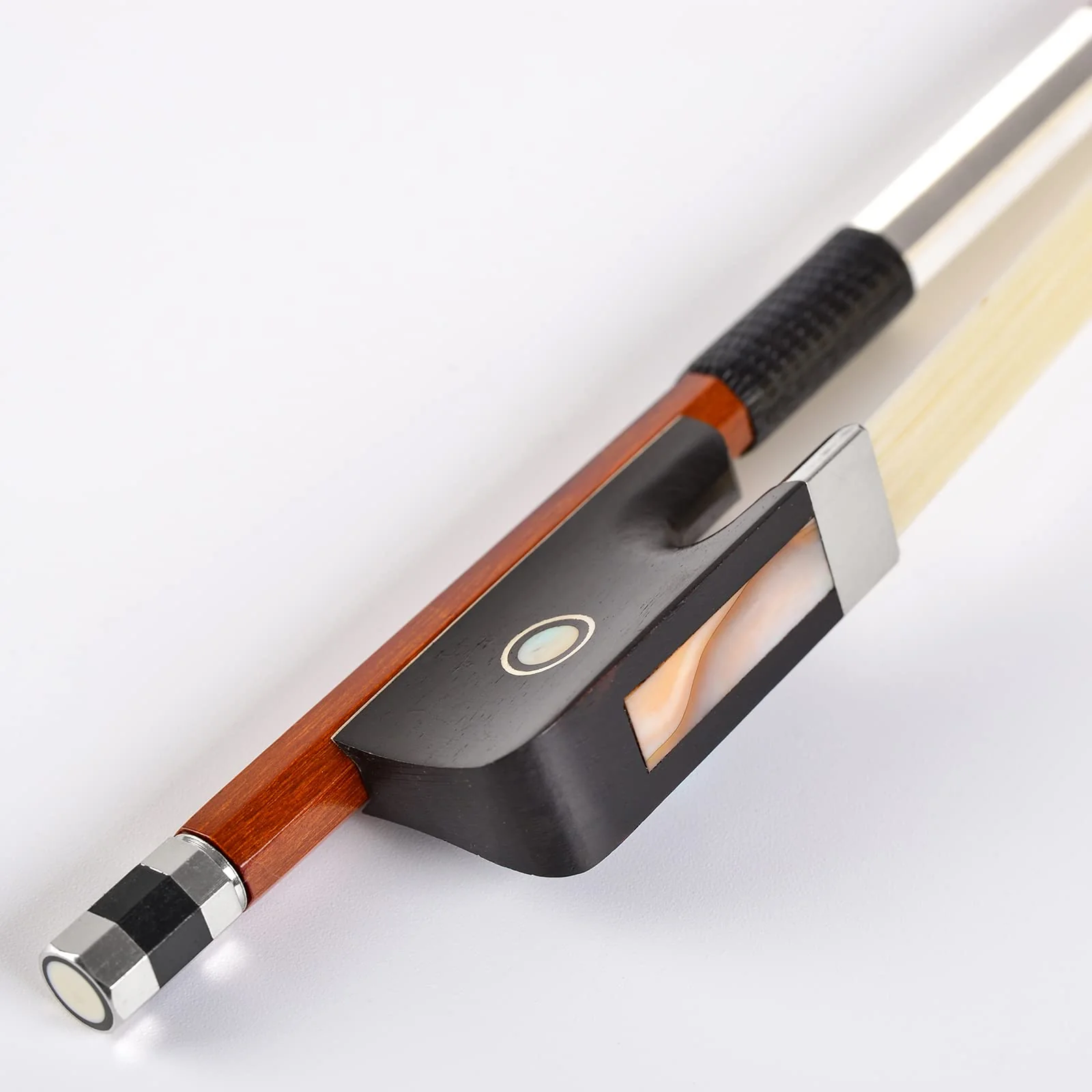 Brazilwood Ebony Violin Viola Cello Bow Full Size Ebony Frog with Natural Horsehair (Viola bow 3/4) Viola bow 3/4 - Image 7
