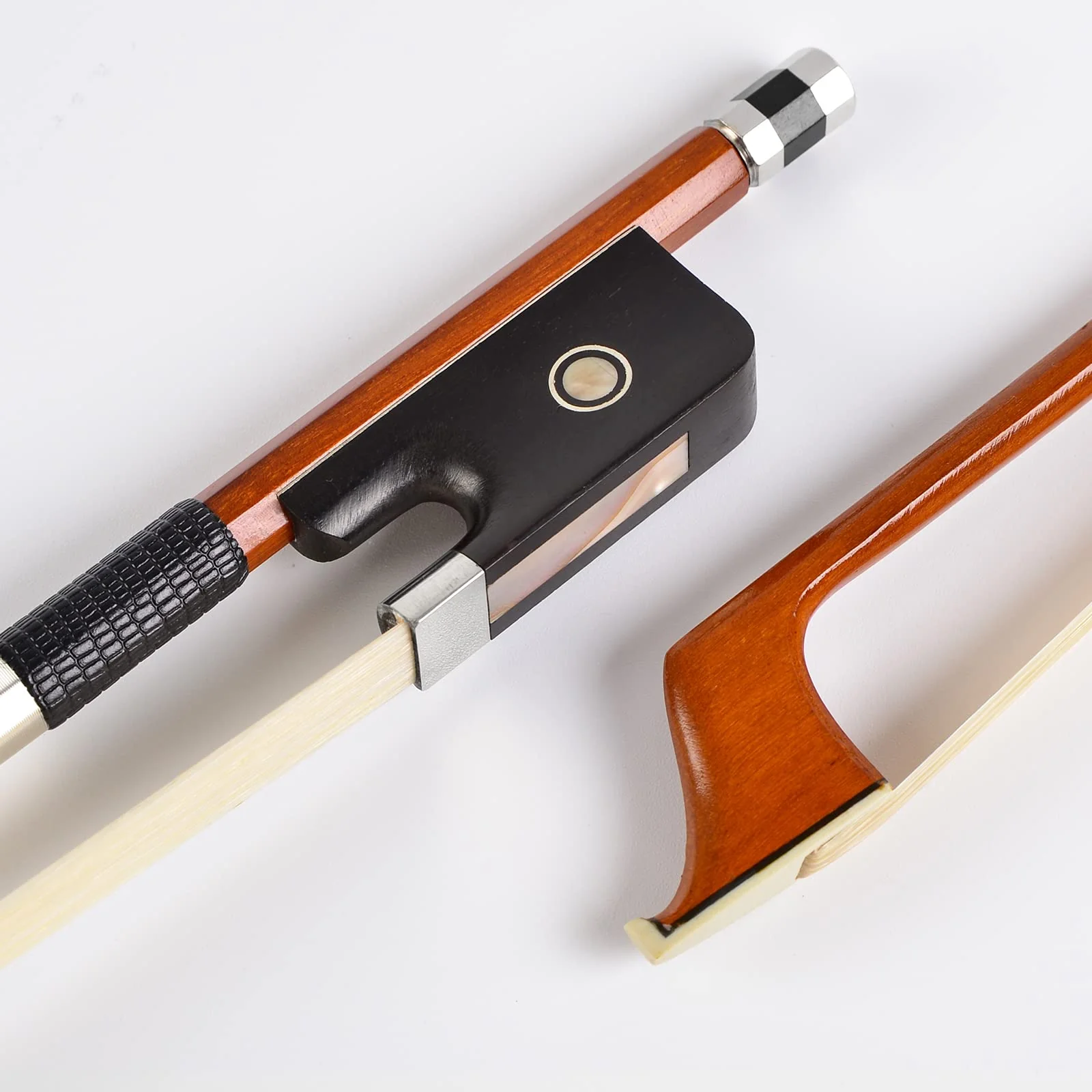 Brazilwood Ebony Violin Viola Cello Bow Full Size Ebony Frog with Natural Horsehair (Viola bow 3/4) Viola bow 3/4 - Image 9