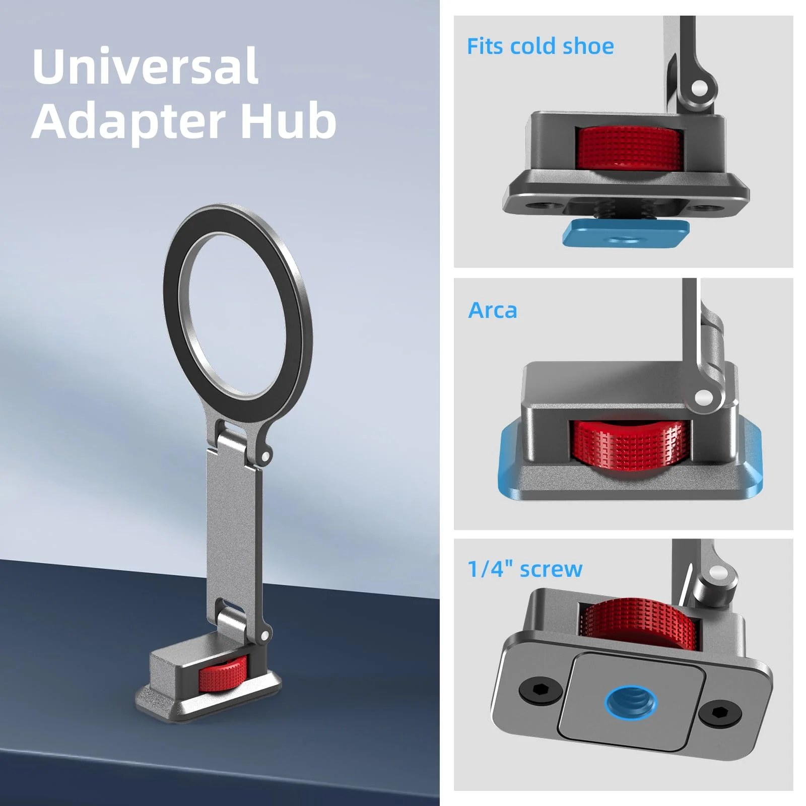 BRDRC Cold Shoe Phone Mount with Arca Port, Tripod Mount for MagSafe Magnetic Hot Shoe Adapter with 1/4" Screw Hole for DJI Ronin Samsung Canon Nikon DSLR Photography Accessories - Image 3