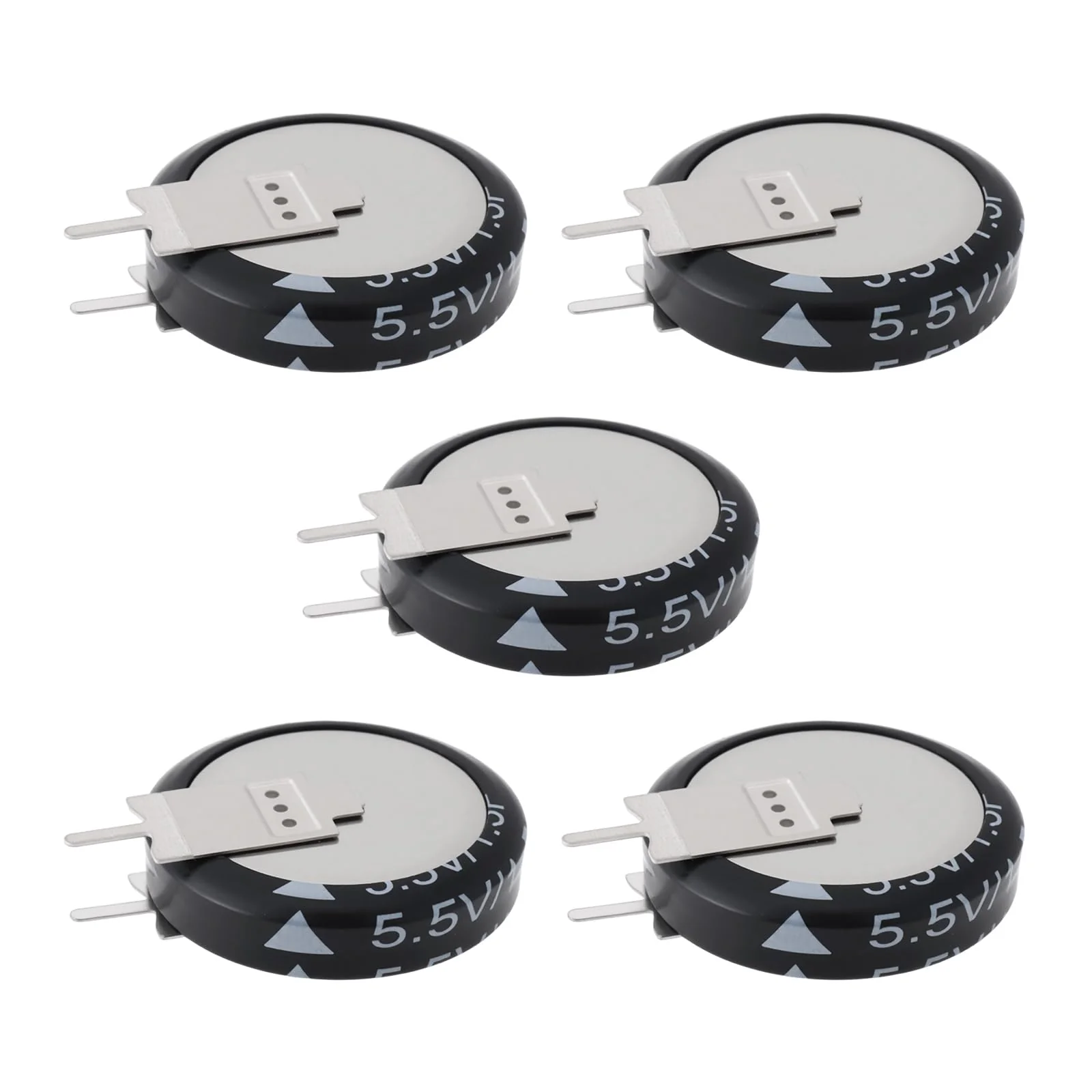 Briny River Pack of 5 1.5 F 5.5 V Type V Super Capacitor, 19 x 5 mm, Suitable for Small Electrical Devices