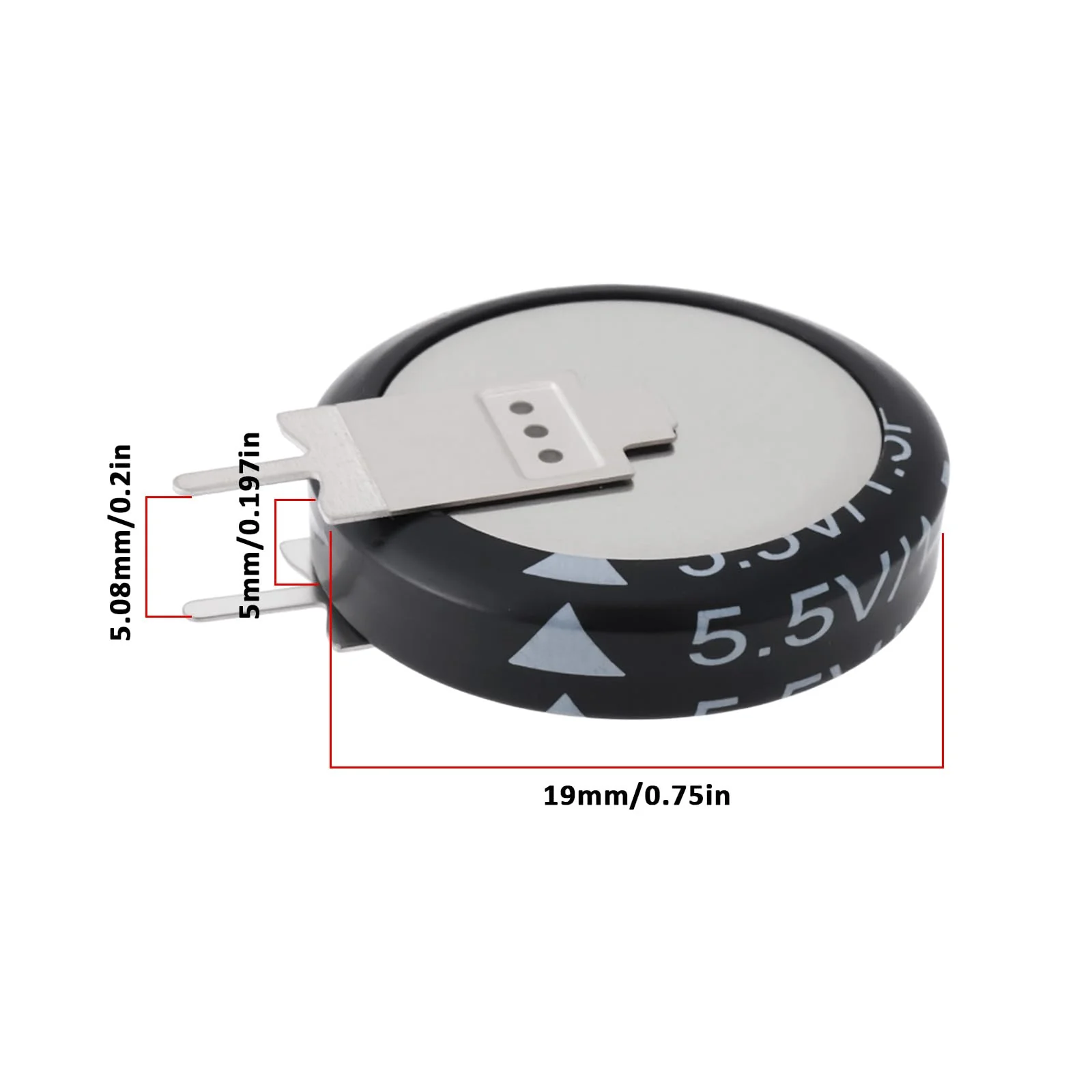 Briny River Pack of 5 1.5 F 5.5 V Type V Super Capacitor, 19 x 5 mm, Suitable for Small Electrical Devices - Image 4