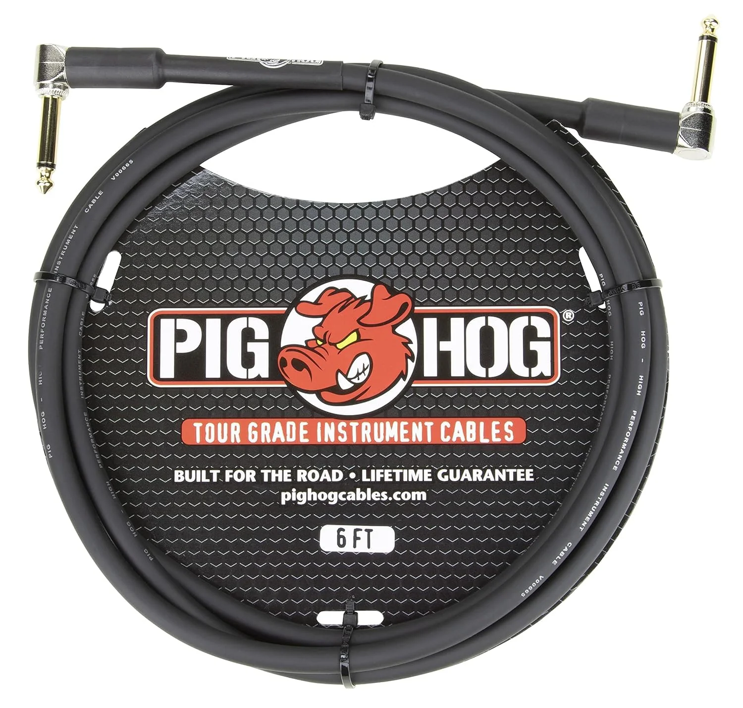 Briskdrop Pig Hog PH6RR High Performance 8mm Right-Angle 1/4'' Guitar Instrument Cable, 6 Feet - 2 Pack - Image 2