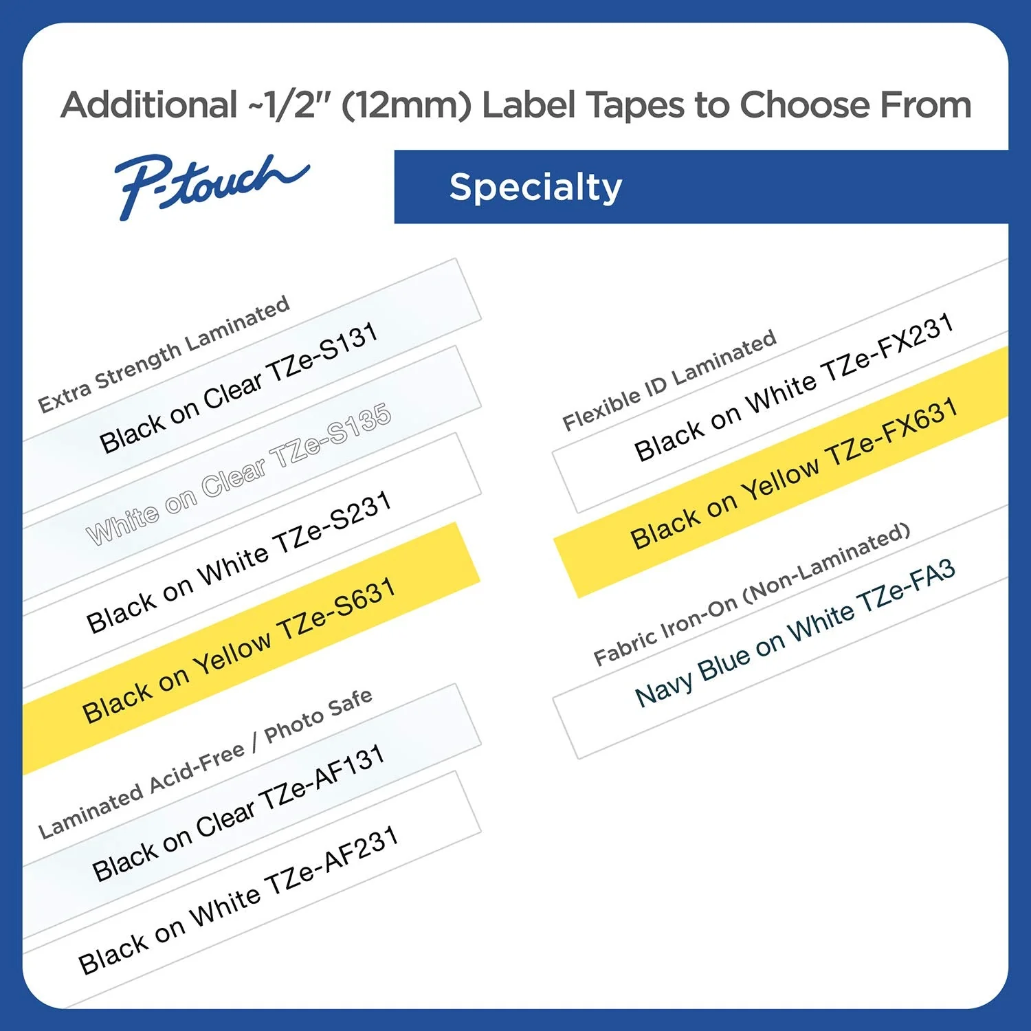 Brother Genuine P-touch, TZe-231 2 Pack Tape (TZE2312PK) ½”(0.47”) x 26.2 ft. (8m) 2-Pack Laminated P-Touch Tape, Black on White, Perfect for Indoor or Outdoor Use, Water Resistant, TZE2312PK, TZE231 - Image 4