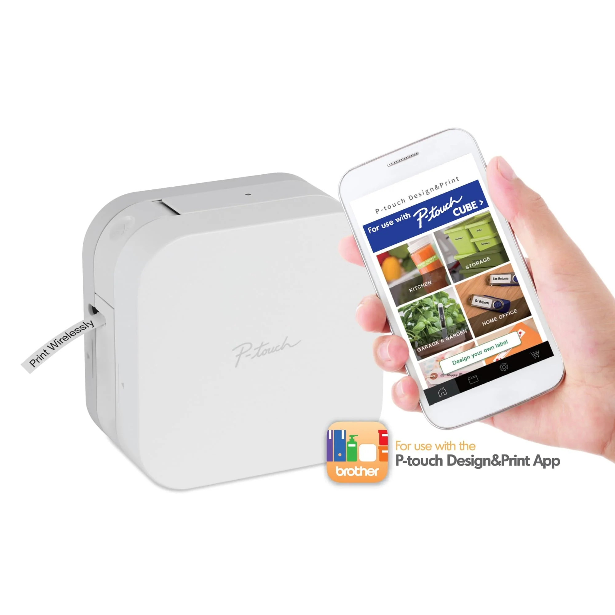 Brother P-touch CUBE Label Maker, Thermal, Inkless Printer for Home & Office, Portable Lightweight, Smartphone Bluetooth Wireless Compatible, Multiple Templates for iPhone & Android, PTP300BT, White - Image 5