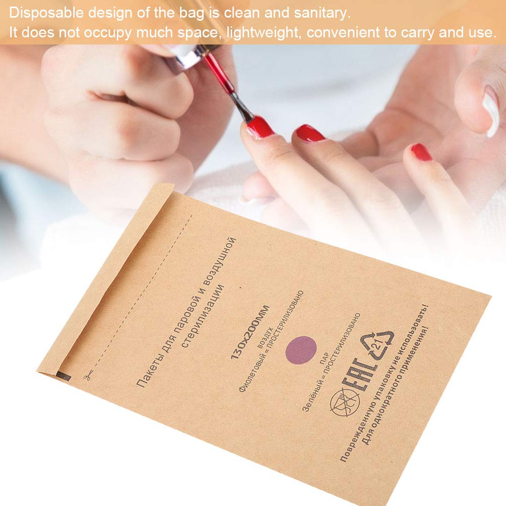 Brrnoo Disposable Sterilisation Bags, 75 x 150 mm Self-Adhesive Sterilising Bag, Sterilisation Bag, Disinfectant Bag for Cosmetics, Nail Tools, Accessories for Disinfectant Machine, Pack of 100 brown - Image 4