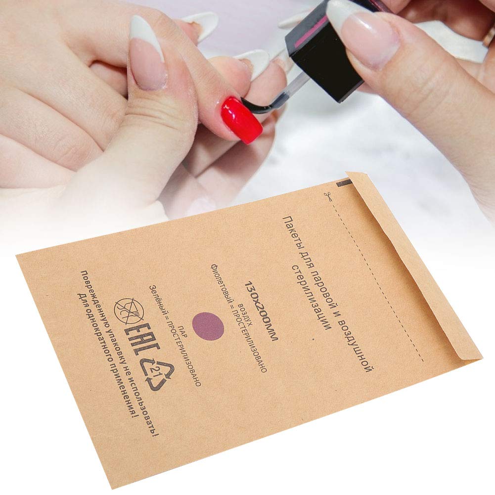 Brrnoo Disposable Sterilisation Bags, 75 x 150 mm Self-Adhesive Sterilising Bag, Sterilisation Bag, Disinfectant Bag for Cosmetics, Nail Tools, Accessories for Disinfectant Machine, Pack of 100 brown - Image 6