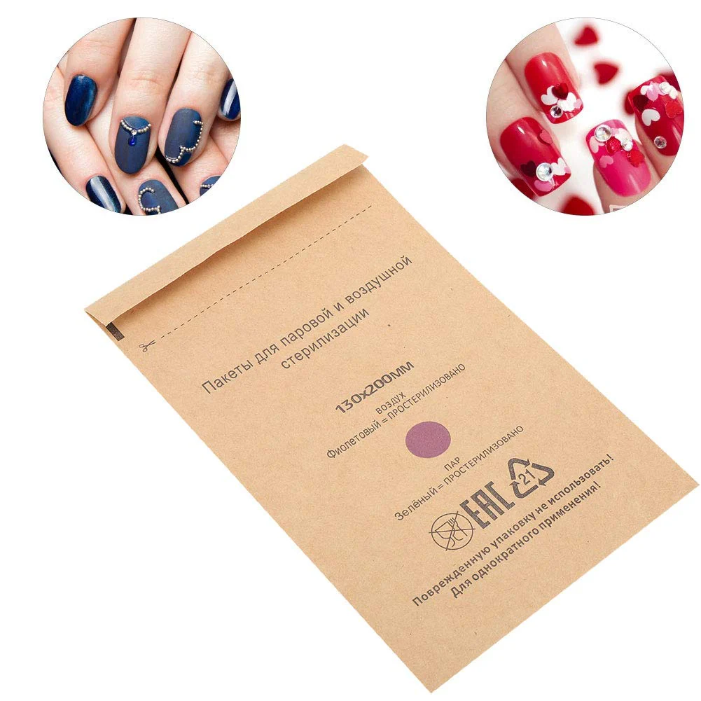 Brrnoo Disposable Sterilisation Bags, 75 x 150 mm Self-Adhesive Sterilising Bag, Sterilisation Bag, Disinfectant Bag for Cosmetics, Nail Tools, Accessories for Disinfectant Machine, Pack of 100 brown - Image 8