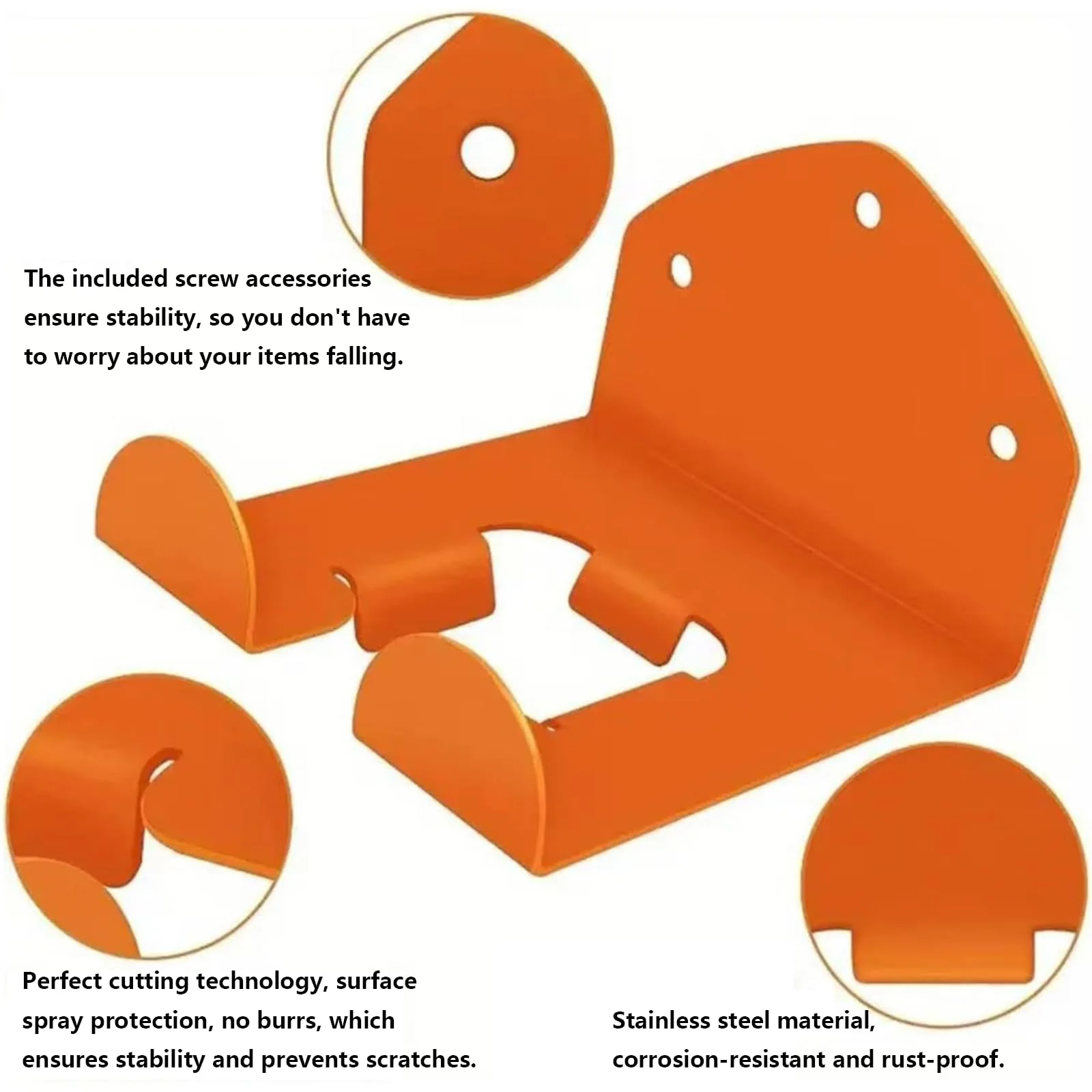 Brush Cutter Holder, Wall Mount for Grass Trimmer, Garden Power Tool Hanger, with Matching Screws, for Garage Trimmer, Garden Tools - Orange - Image 4