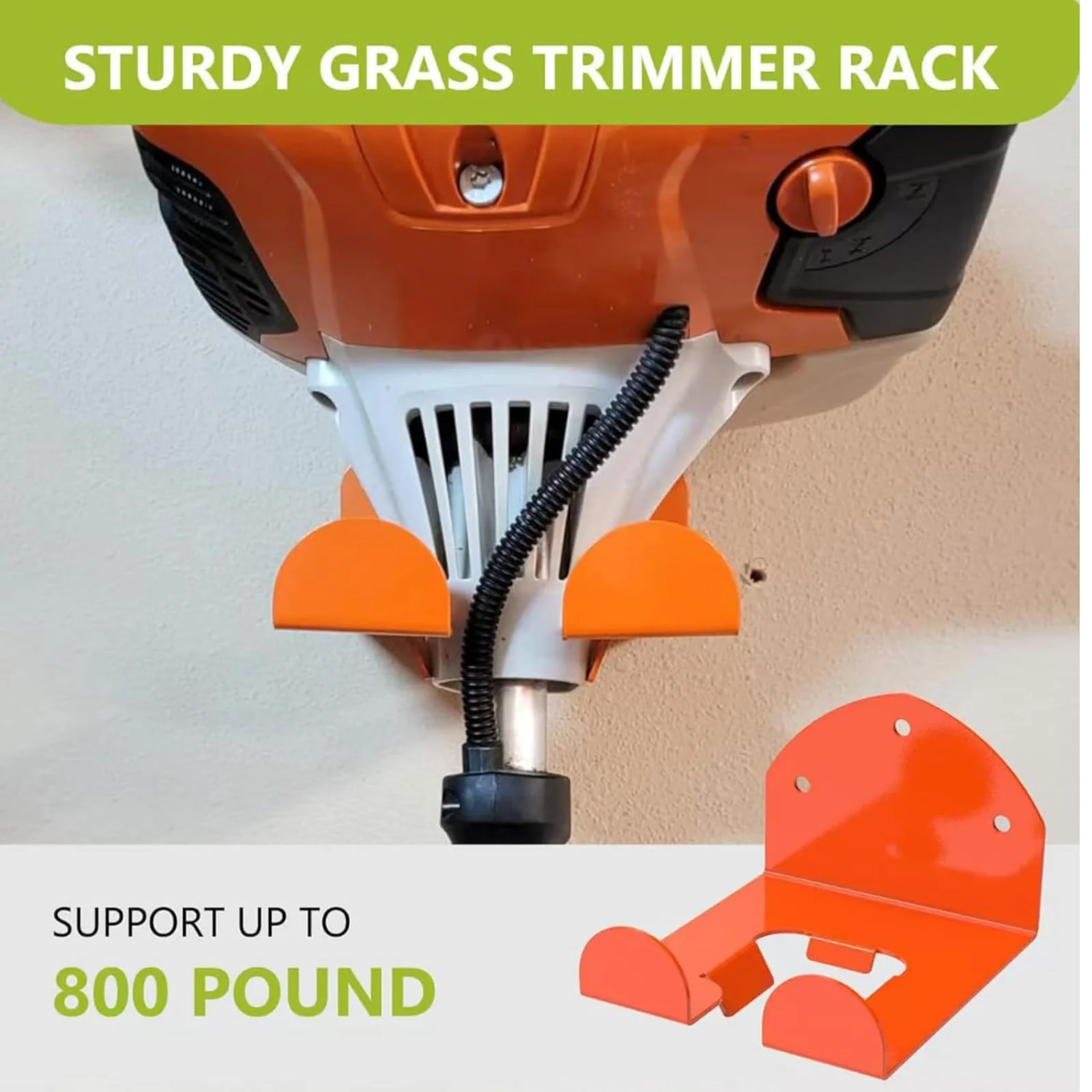 Brush Cutter Holder, Wall Mount for Grass Trimmer, Garden Power Tool Hanger, with Matching Screws, for Garage Trimmer, Garden Tools - Orange - Image 6