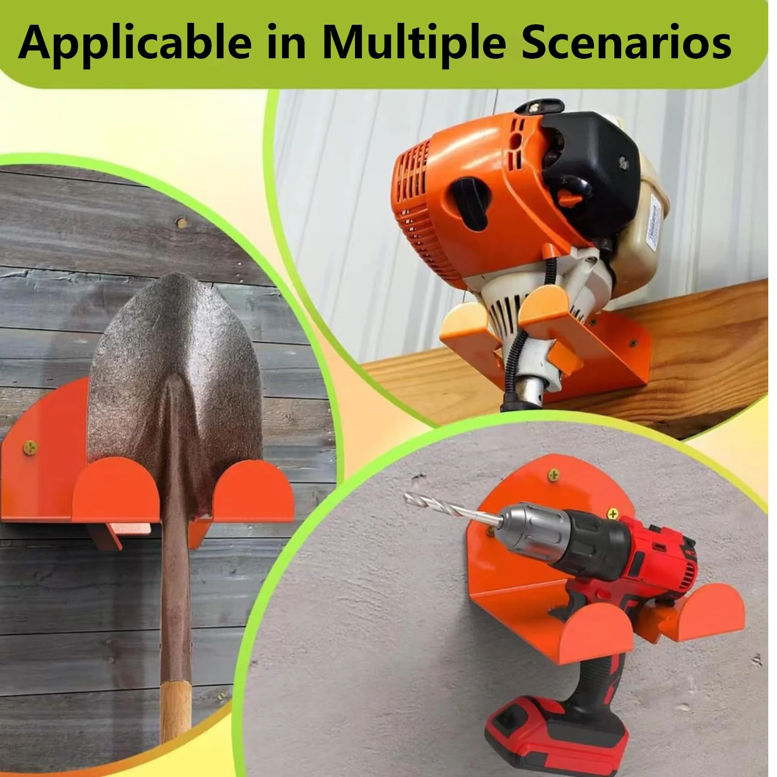 Brush Cutter Holder, Wall Mount for Grass Trimmer, Garden Power Tool Hanger, with Matching Screws, for Garage Trimmer, Garden Tools - Orange - Image 7