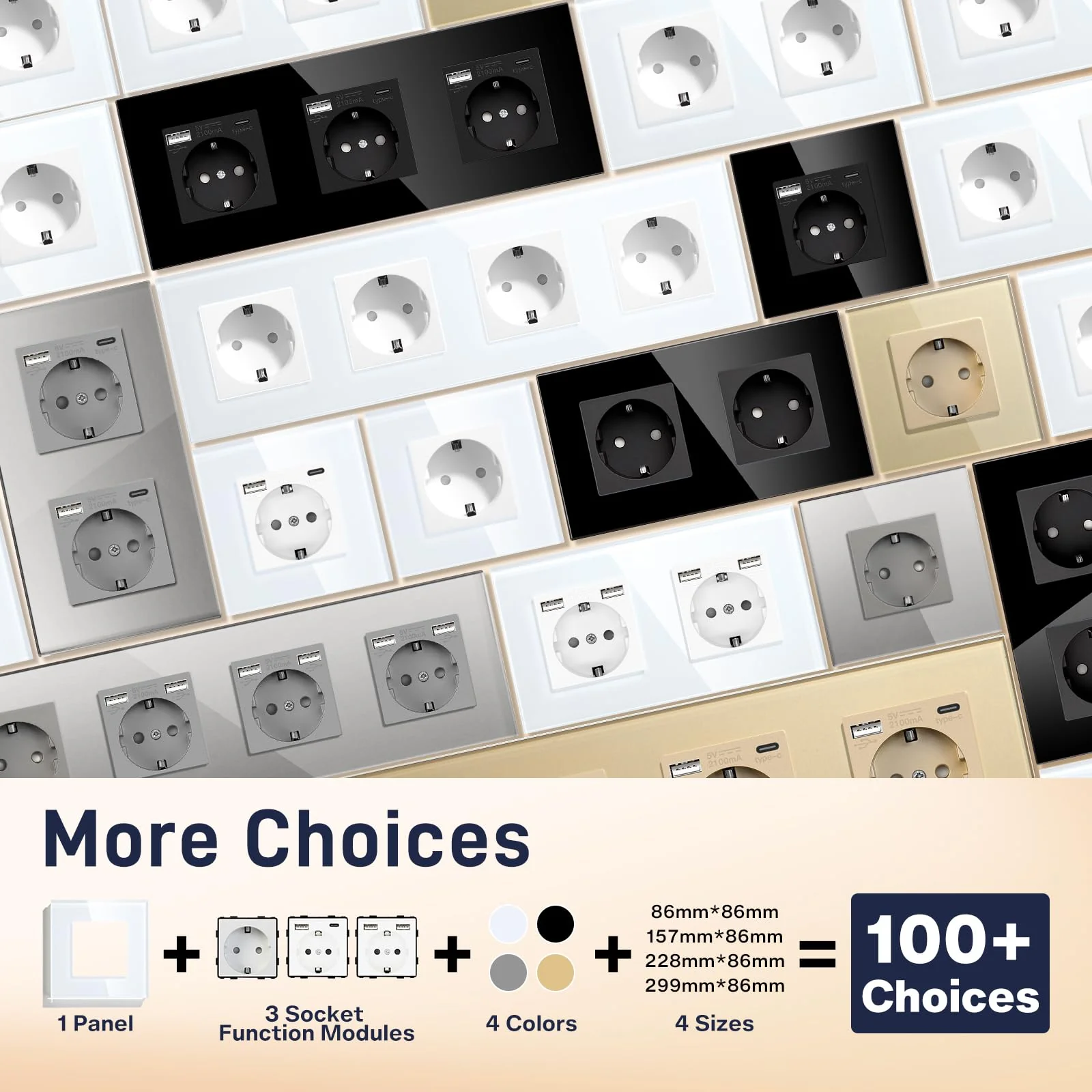 BSEED Schuko Socket, 1-Way Crystal Glass Panel Socket, Flush-Mounted Glass Socket, 16 A Socket, 86 mm, White, Extension Sockets, Wall Socket 1-gang - Image 6