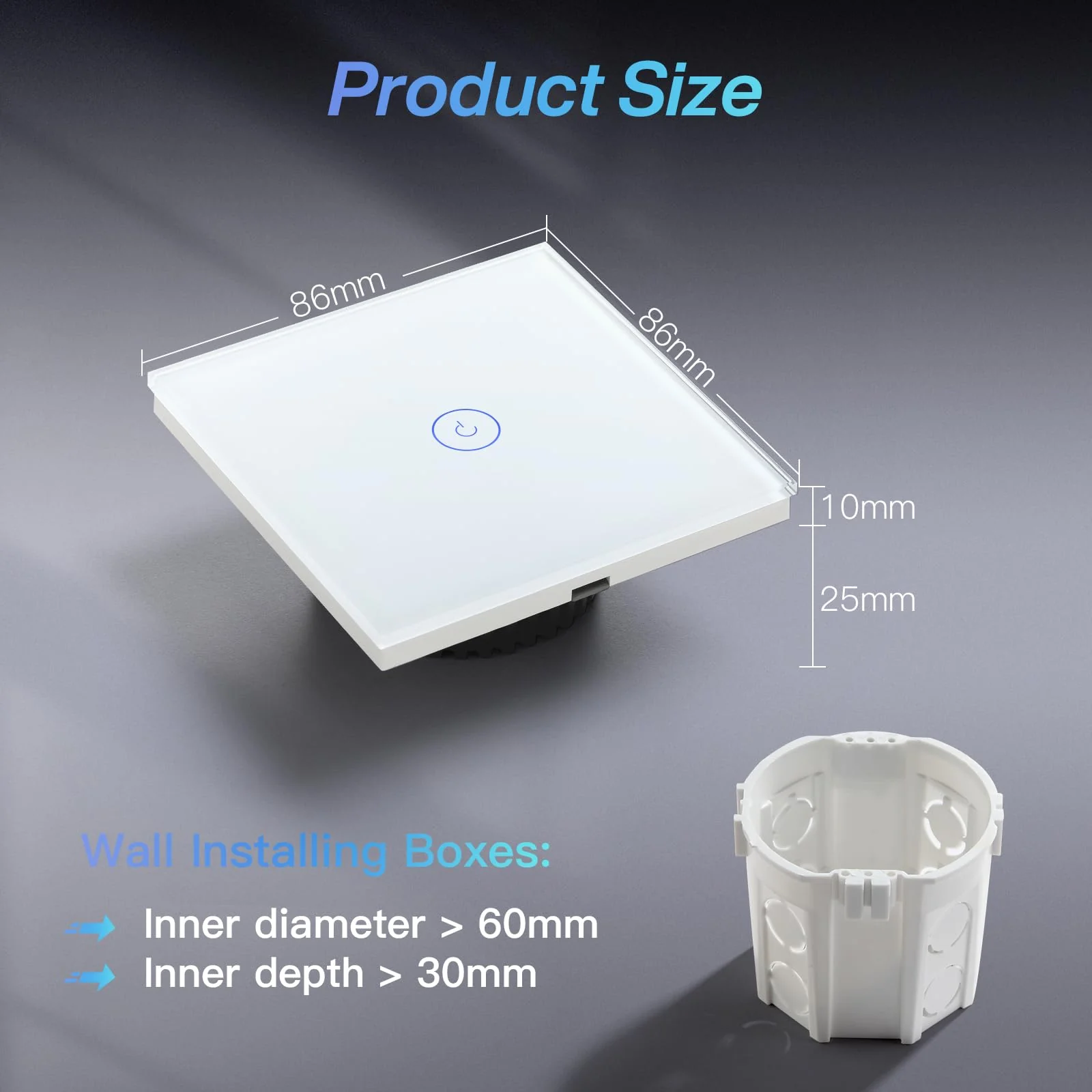 BSEED Smart Wi-Fi Touch Sensor Light Switch, Crystal Glass Plate Wall Light Switches, Works with Alexa and Google Home via Tuya, for Office Decoration, 1-Gang, 1-Way, White (Neutral Wire Required) 1 partition 1 way - Image 4