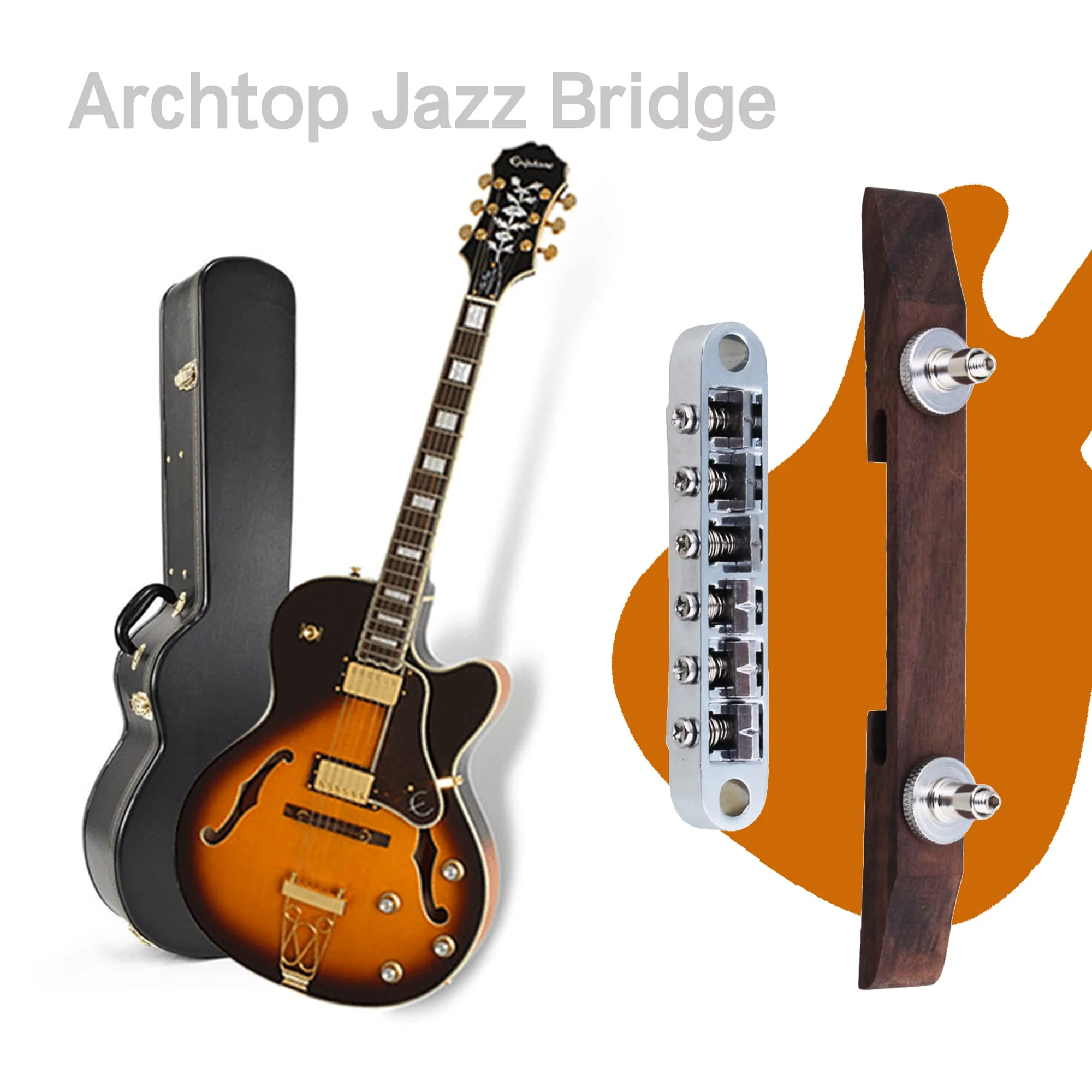 Bstinay 15mm Width 137mm Length Rosewood Archtop Jazz Acoustic Guitar Tunomatic Bridge with Saddles - Image 5