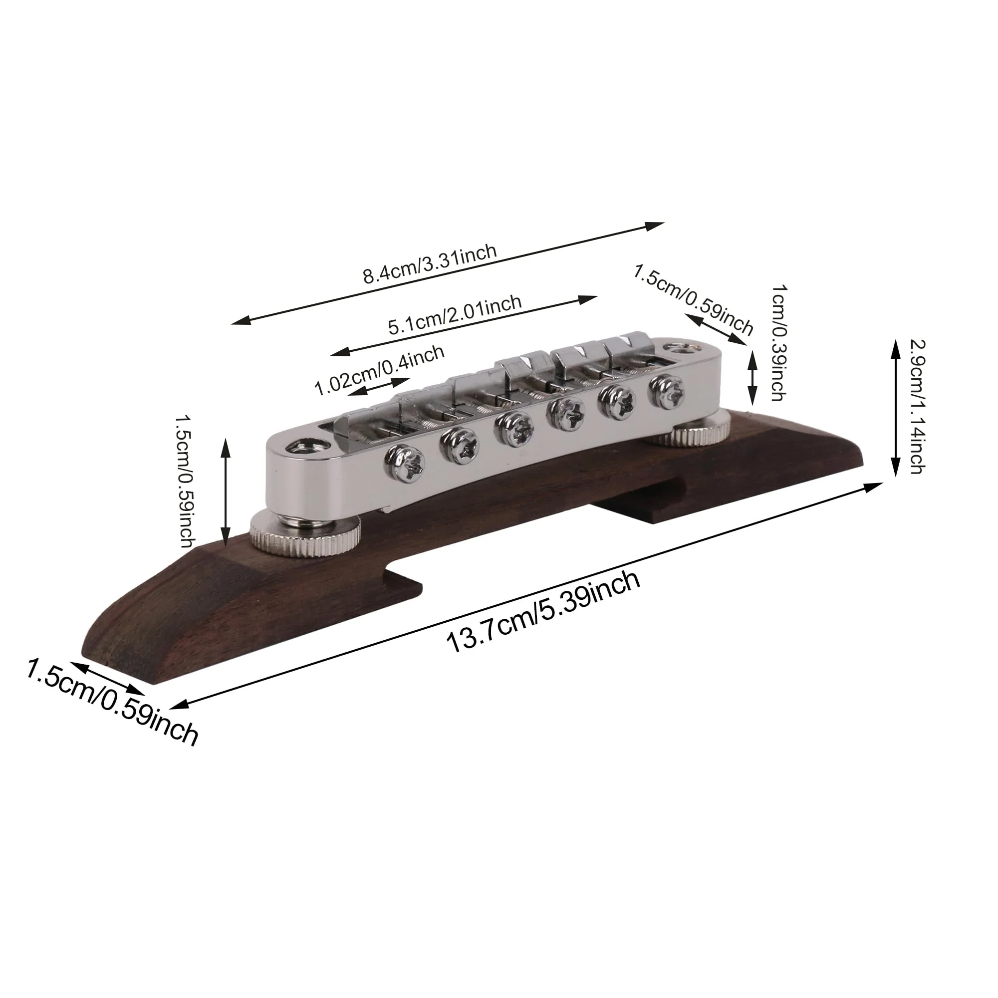 Bstinay 15mm Width 137mm Length Rosewood Archtop Jazz Acoustic Guitar Tunomatic Bridge with Saddles - Image 6