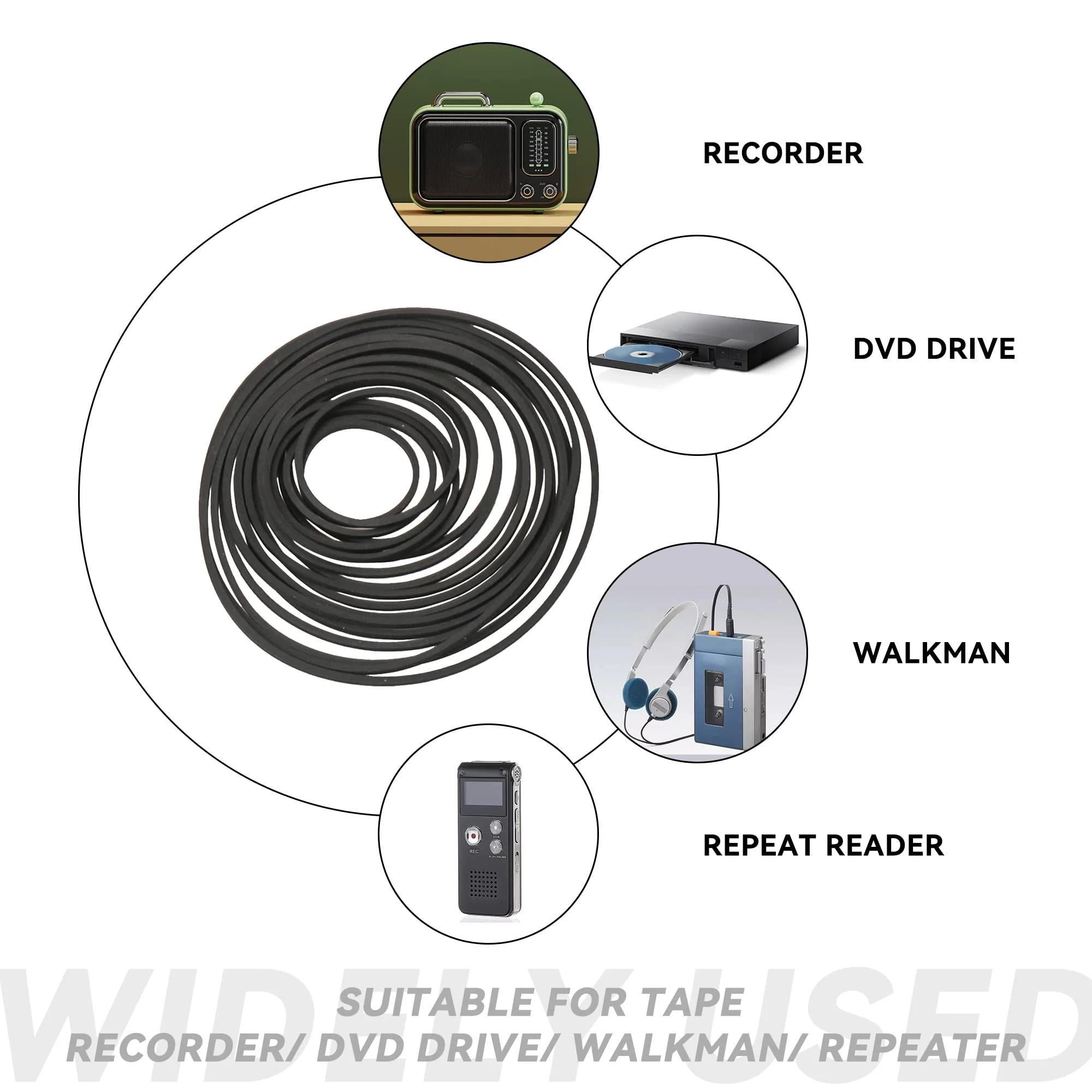 Bstinay 20PCS 25-170mm Mixed Square Cassette Tape Machine Recorder Rubber Belt Recorder Repair Maintenance Mixed Cassette - Image 3