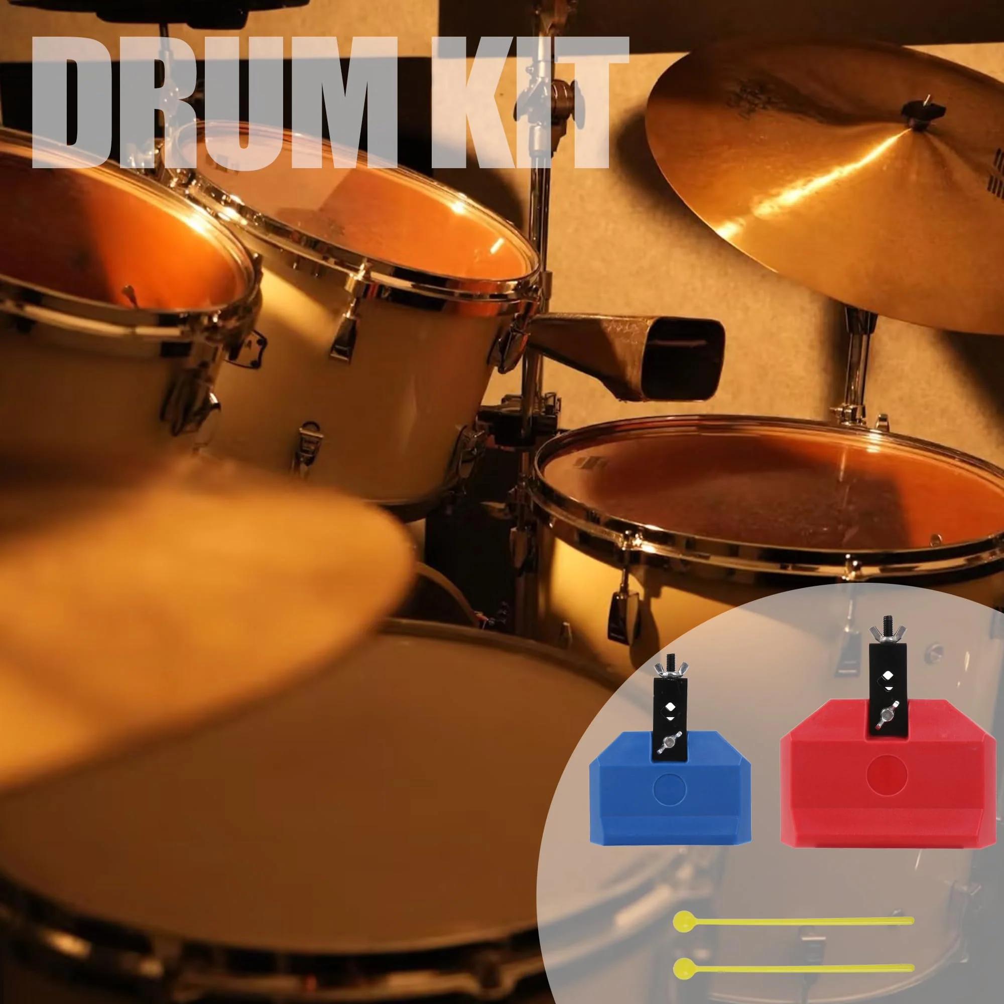 Bstinay 2PCS Plastic Musical Percussion Block 170×150×50MM Jam Block 150×120×40MM Red & Blue - Image 4