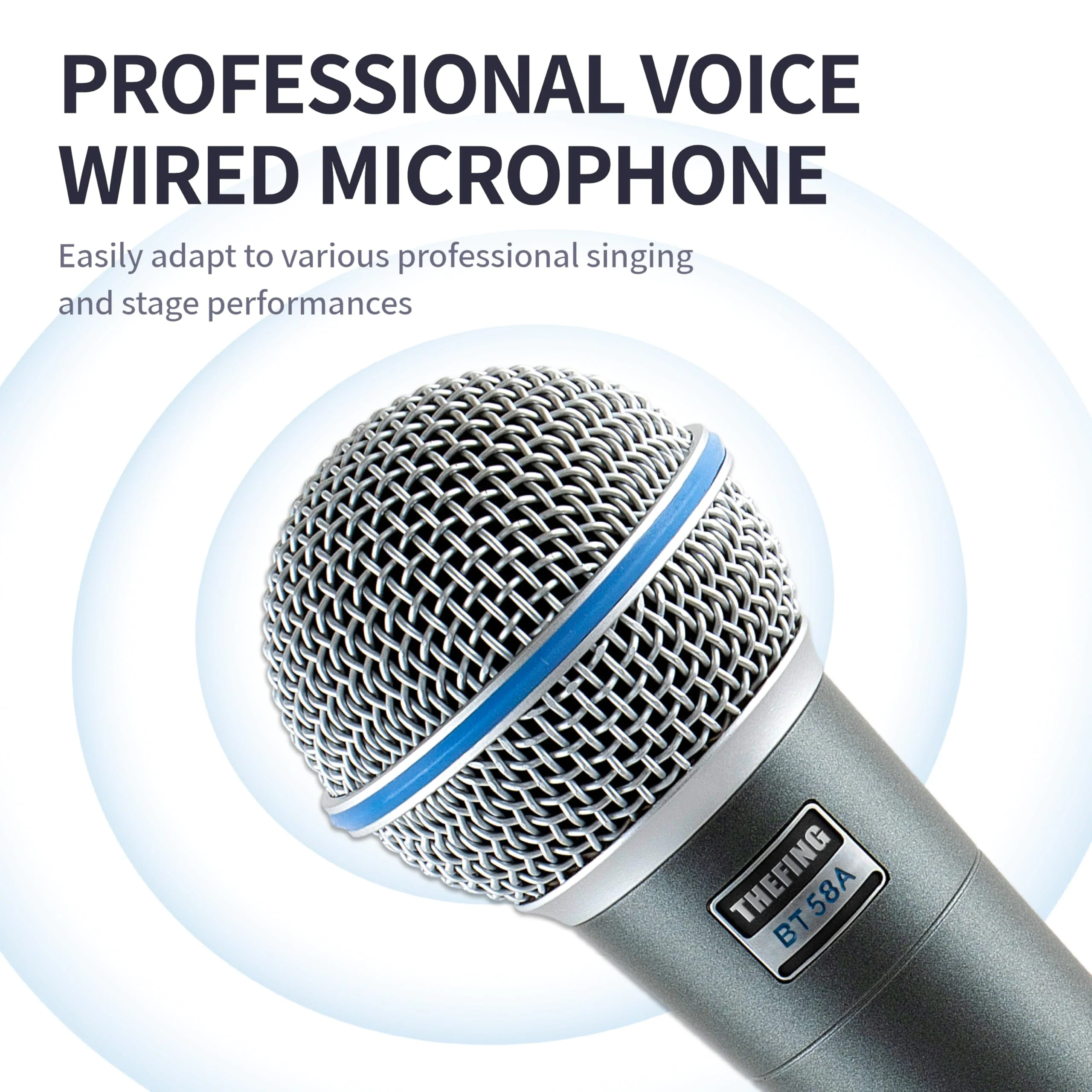 BT 58A Wired Dynamic Supercardioid Vocal Microphone,Includes 16ft XLR Audio Cable and Stand Adapter,for Stage Singing,Studio,Mixer,Speakerand Karaoke,Handheld Mic - Image 5