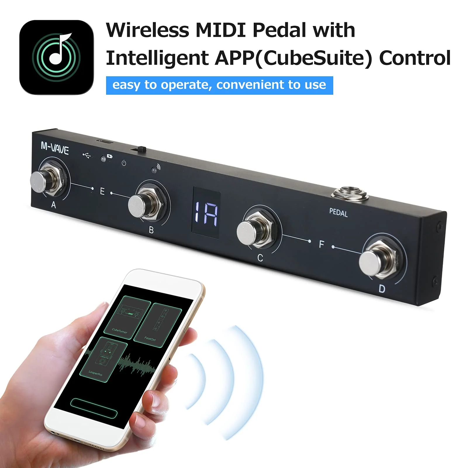 BT MIDI Foot Controller Wireless MIDI Controller Rechargeable 4 Buttons Pedal APP Control Chocolate Rechargeable Midi Controller - Image 8