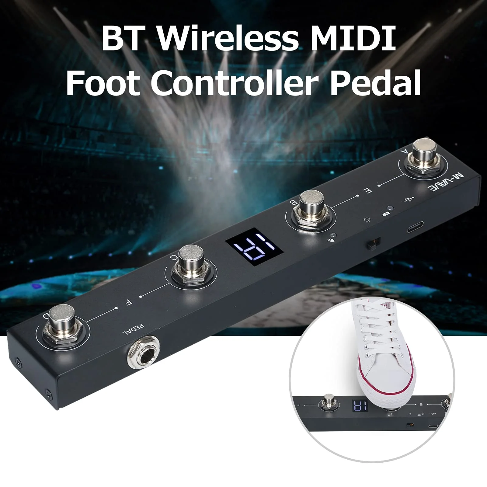 BT MIDI Foot Controller Wireless MIDI Controller Rechargeable 4 Buttons Pedal APP Control Chocolate Rechargeable Midi Controller - Image 9
