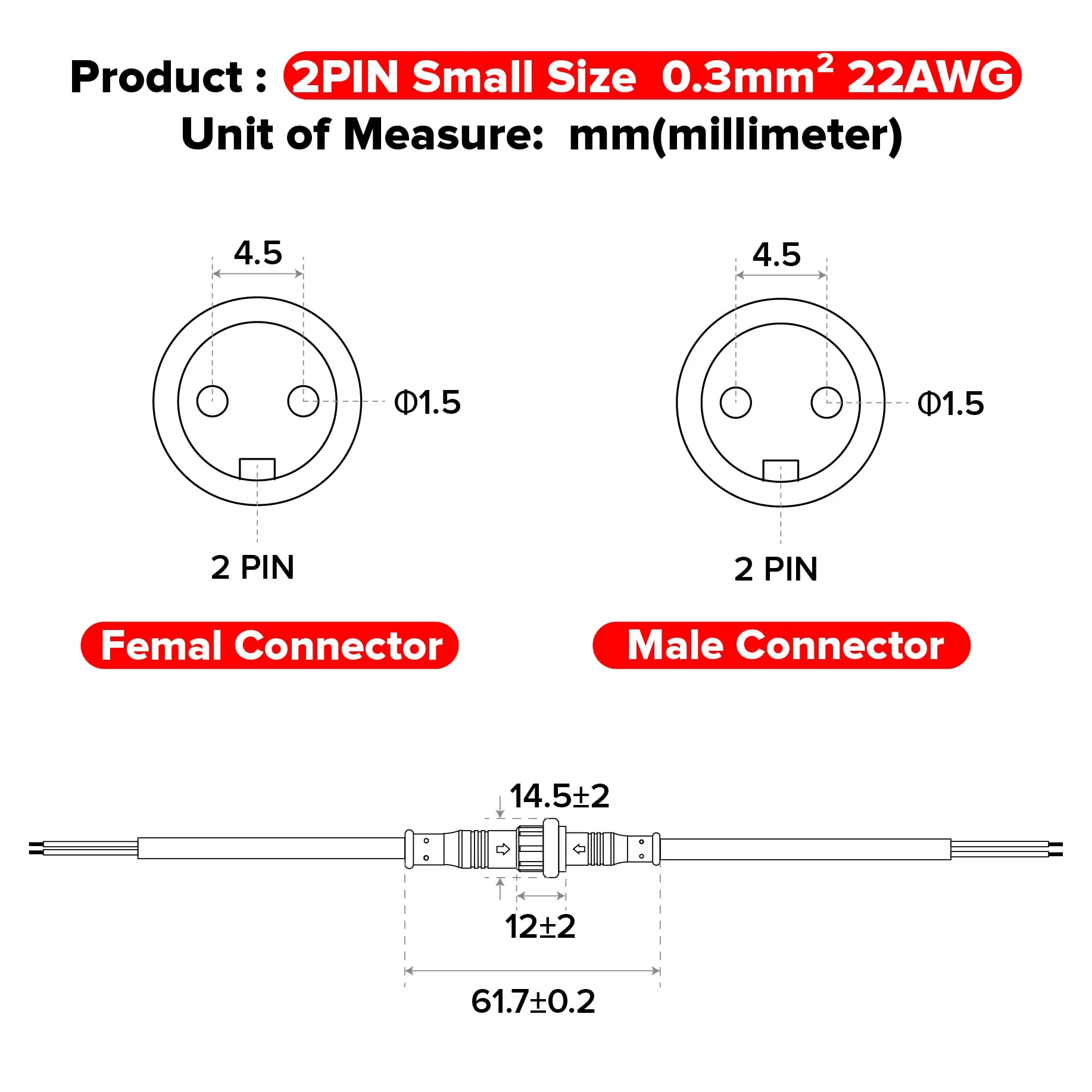 BTF-LIGHTING 2 Pin Waterproof Electrical Plug 22 AWG IP65 Male Socket 7.87 in/20 cm Extension Cable for Boat, Indoor/Outdoor LED Strip/Strip Light 22 mm Nut Small 5 Pairs 2Pin Small - Image 8