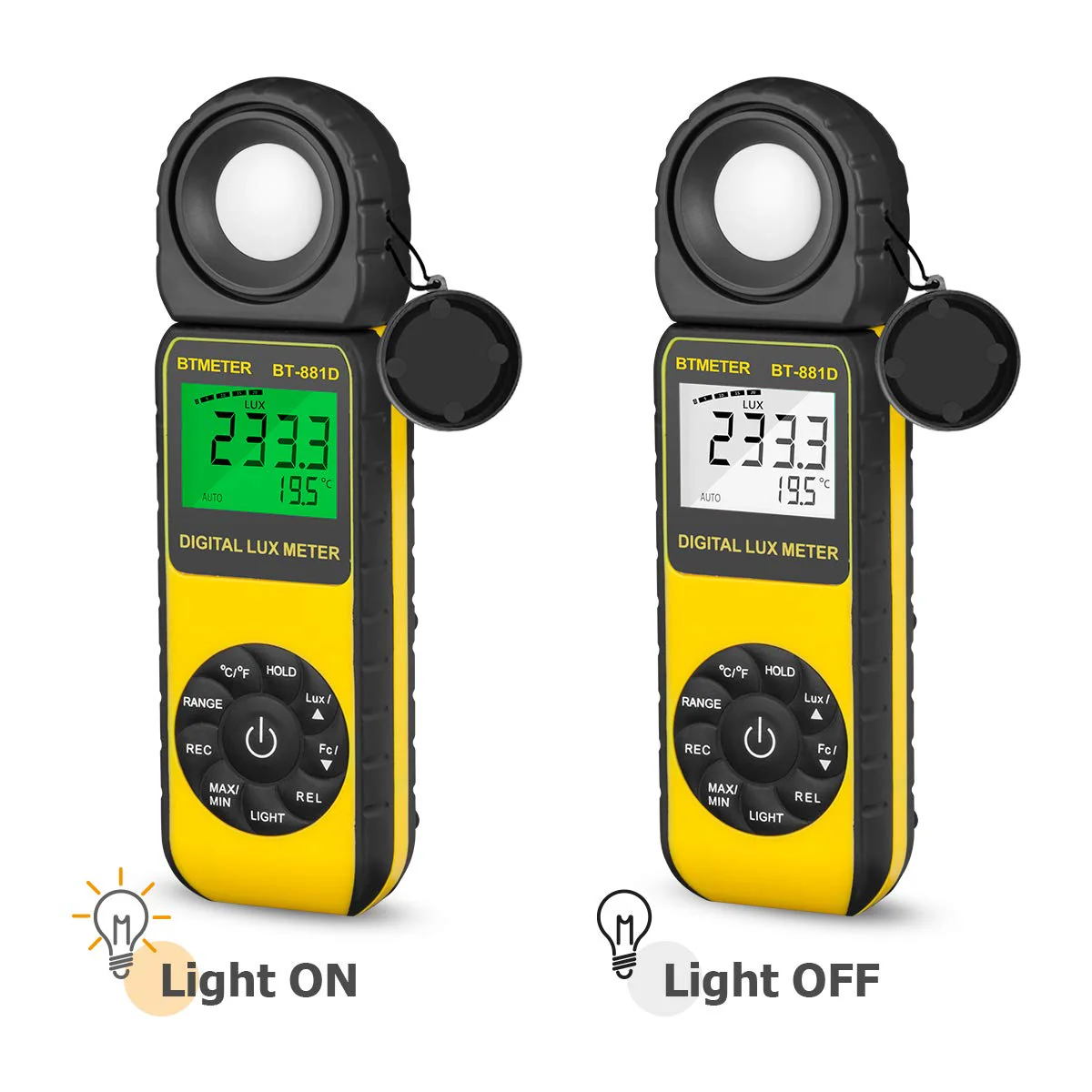 BTMETER BT-881D Digital Illuminance Light Meter, Measure Lights 0.01~400,000 Lux (0.01~40,000 FC) Foot Candles Luxmeter with 270º Rotated Sensor for Plants LED Lights Indoor Outdoor Light Tester BT881D (0.01~400,000 Lux) - Image 3