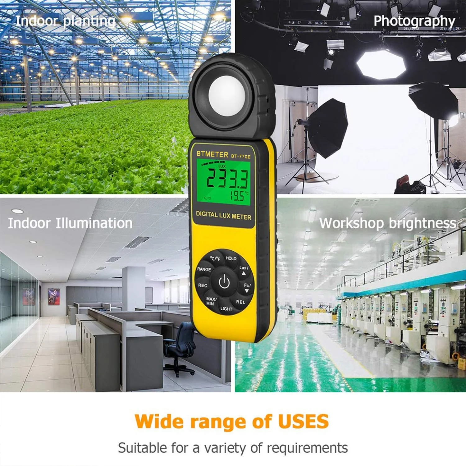 BTMETER BT-881E Digital Illuminance/Light Meter, Measure Lights 0.01~300,000 Lux (0.01~30,000 FC) Foot Candles, Par Meter Luxmeter for Plants Aquarium Light Tester BT-881E (0.01~300,000 Lux) - Image 8