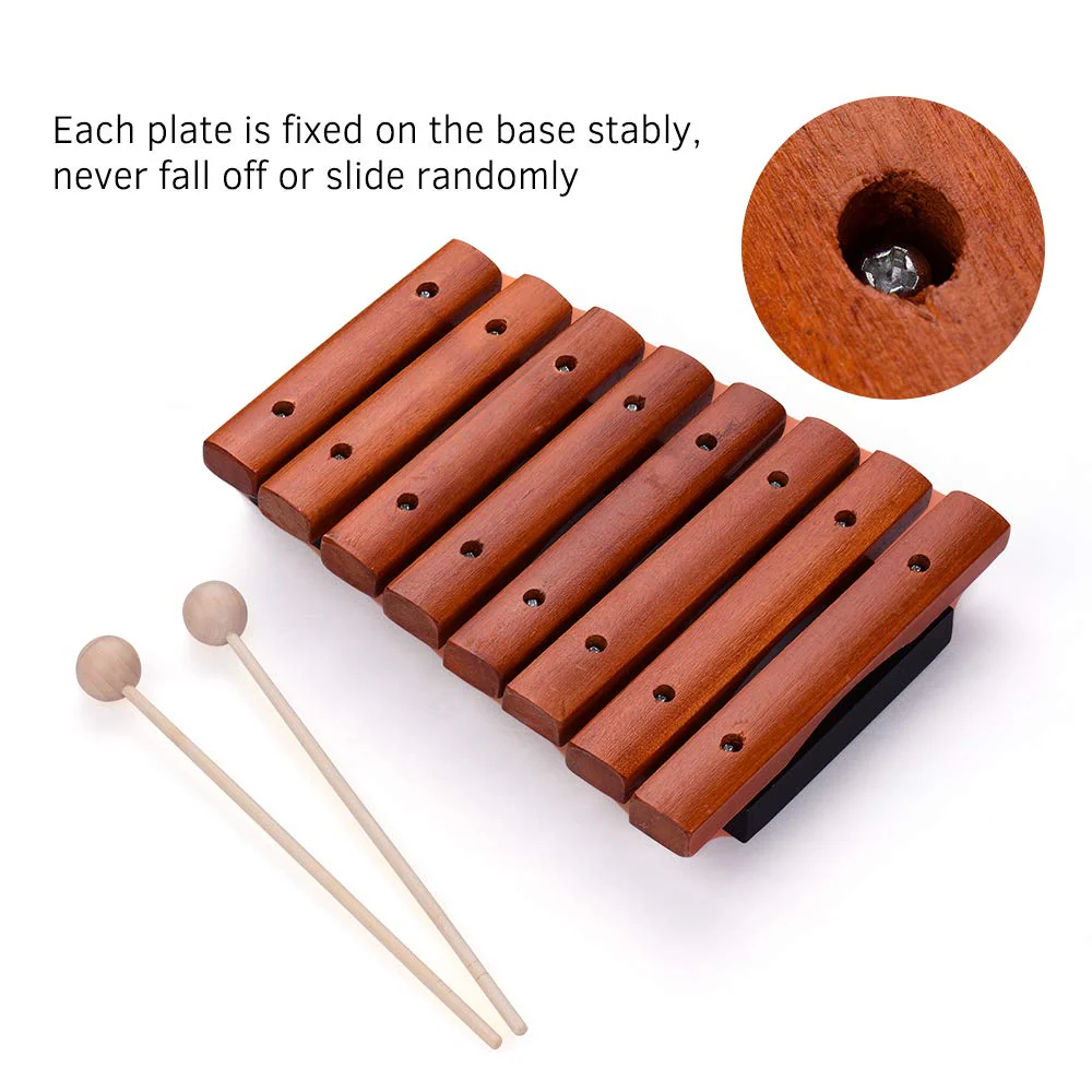 Btuty 8 Notes Wood Xylophone Includes 2 Wooden Mallets Music Tools Percussion Instrument - Image 5