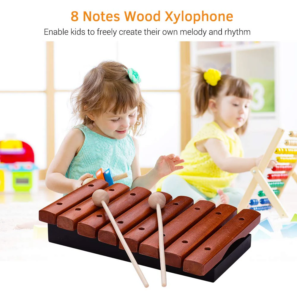 Btuty 8 Notes Wood Xylophone Includes 2 Wooden Mallets Music Tools Percussion Instrument - Image 6