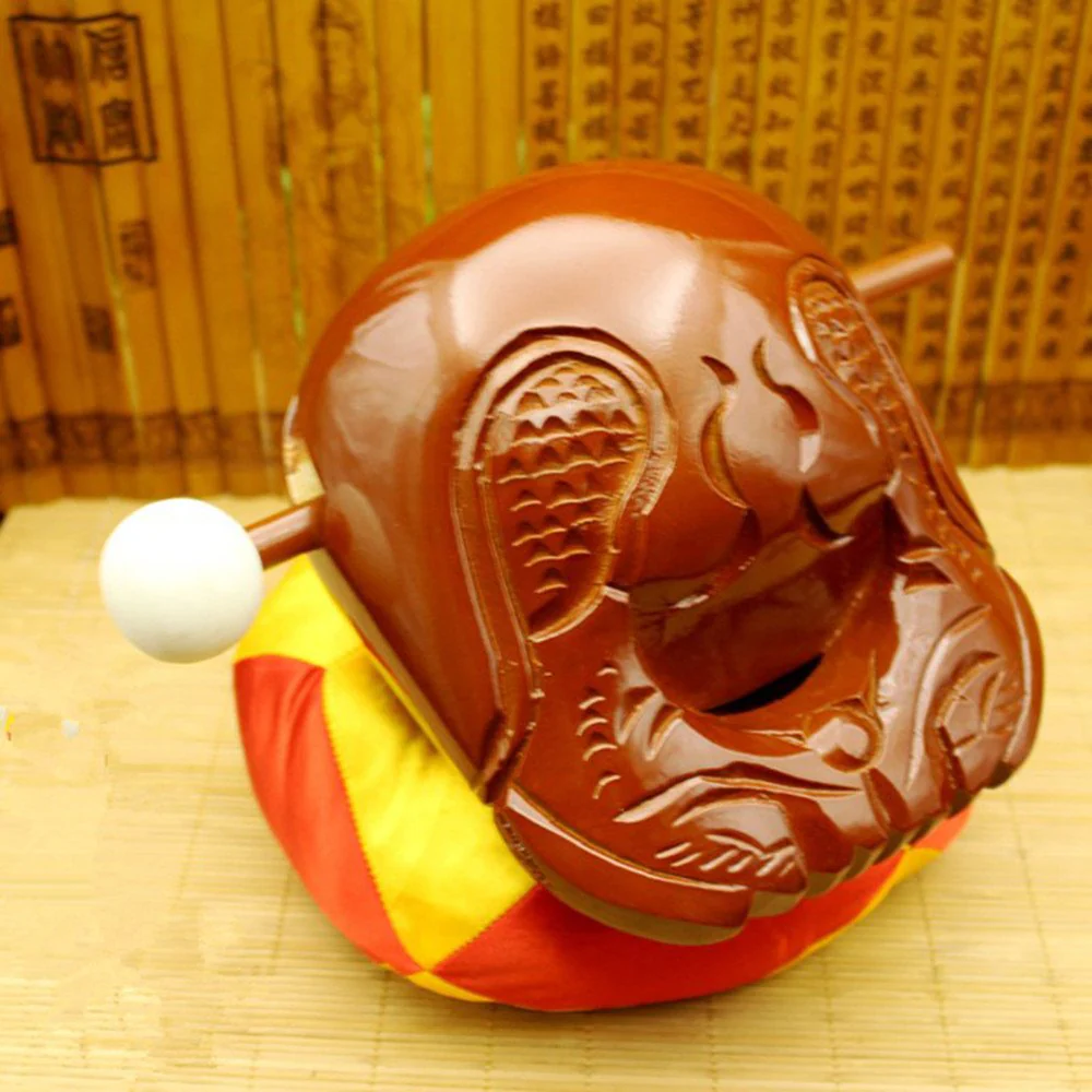 Buddhist Camphorwood Wooden Fish Temple Block Zen Drum with Mat 4 inch - Image 4
