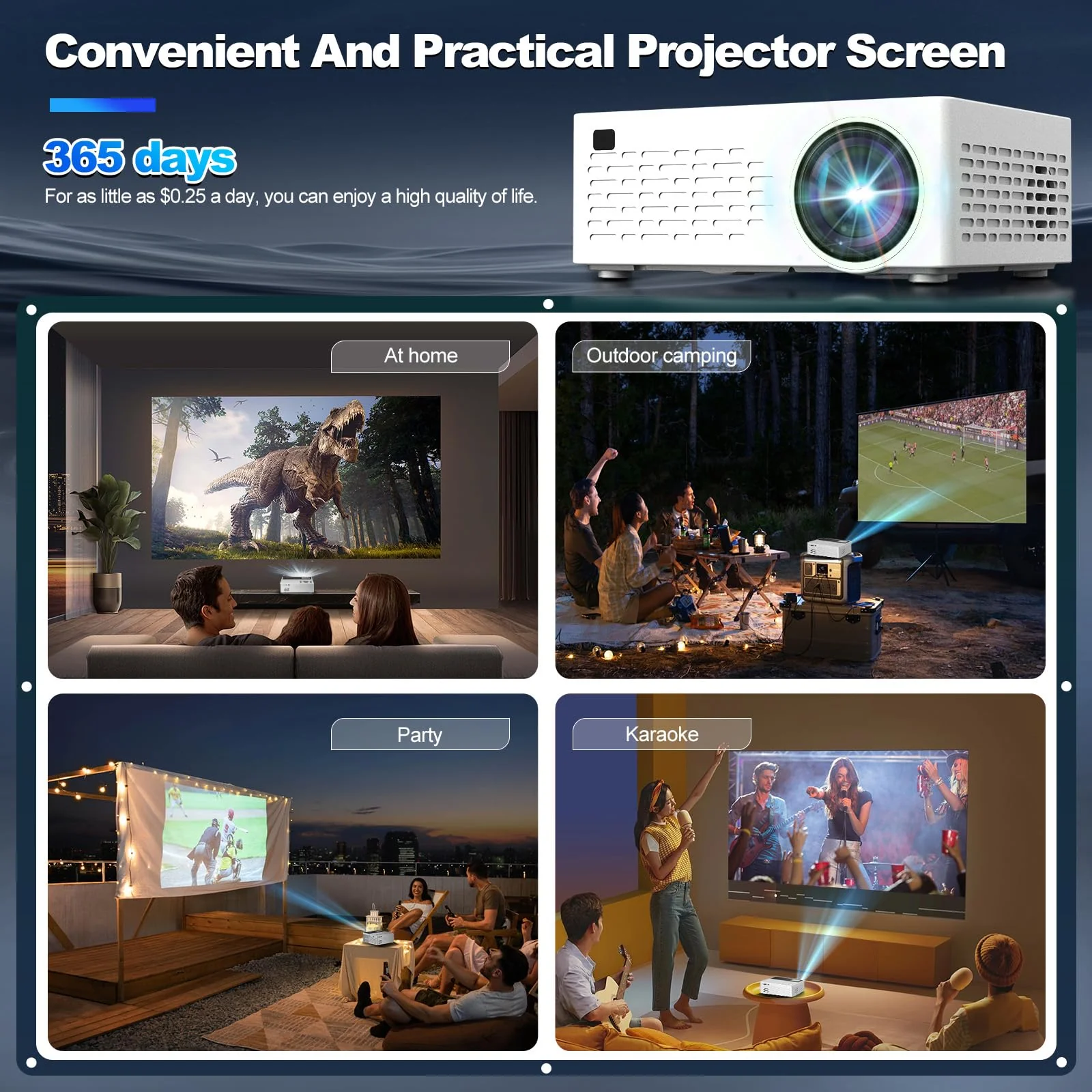 [Built-in Apps] 5G WiFi Bluetooth Smart Projector,Comes with a mini stand ,Mini Projector with Stereo Speaker,4K support HD Portable Projector, Compatible with TV Stick Smartphone/ pc/USB (With Apps) With Apps - Image 6