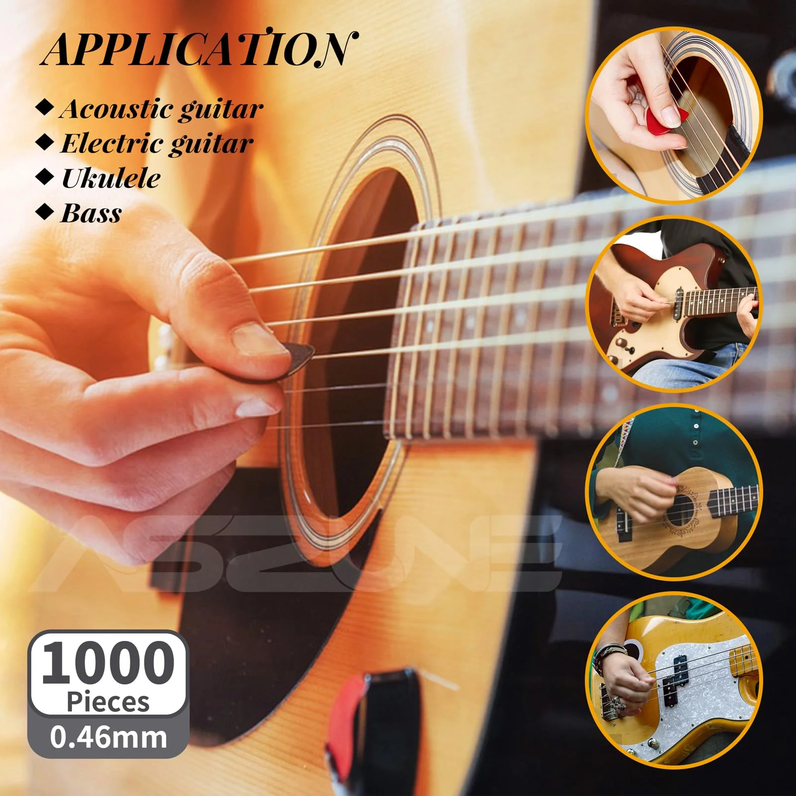 Bulk Guitar Picks 1000Piece, Thin(0.46mm) Guitar Sampler Plectrums Celluloid Guitar Pick Acoustic Plectrum for Acoustic Guitar, Electric Guitar, Bass 0.46mm 1000Piece - Image 5