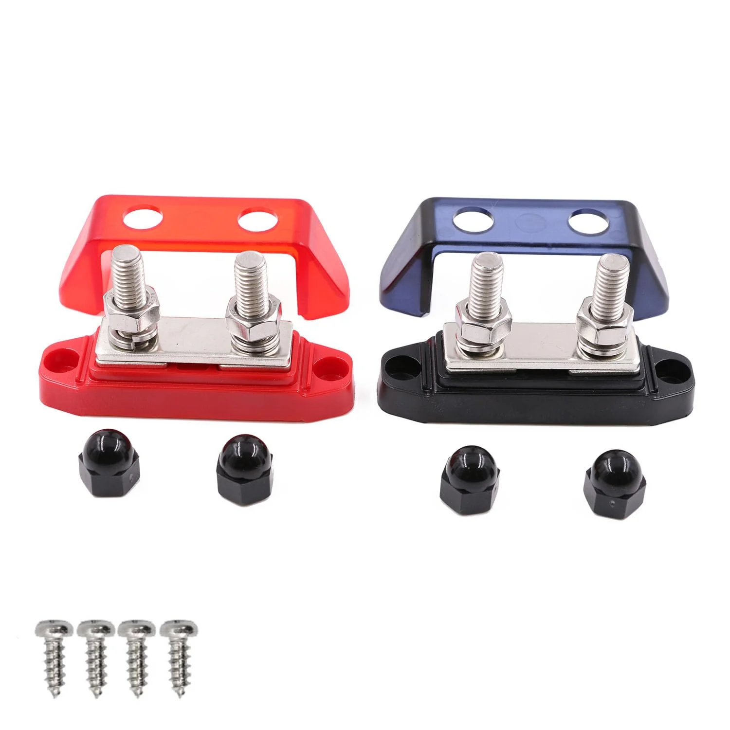 Bus Bar 12V-48V DC 250A Busbars Battery Distribution Block with Dual 5/16" (M8) Posts Terminals Block, 250 Amp Powerbar with Cover Positive & Ground for Car RV Solar Boat, Red& Black 2 Pack Dual 5/16" Posts Terminal with Cover - Image 5