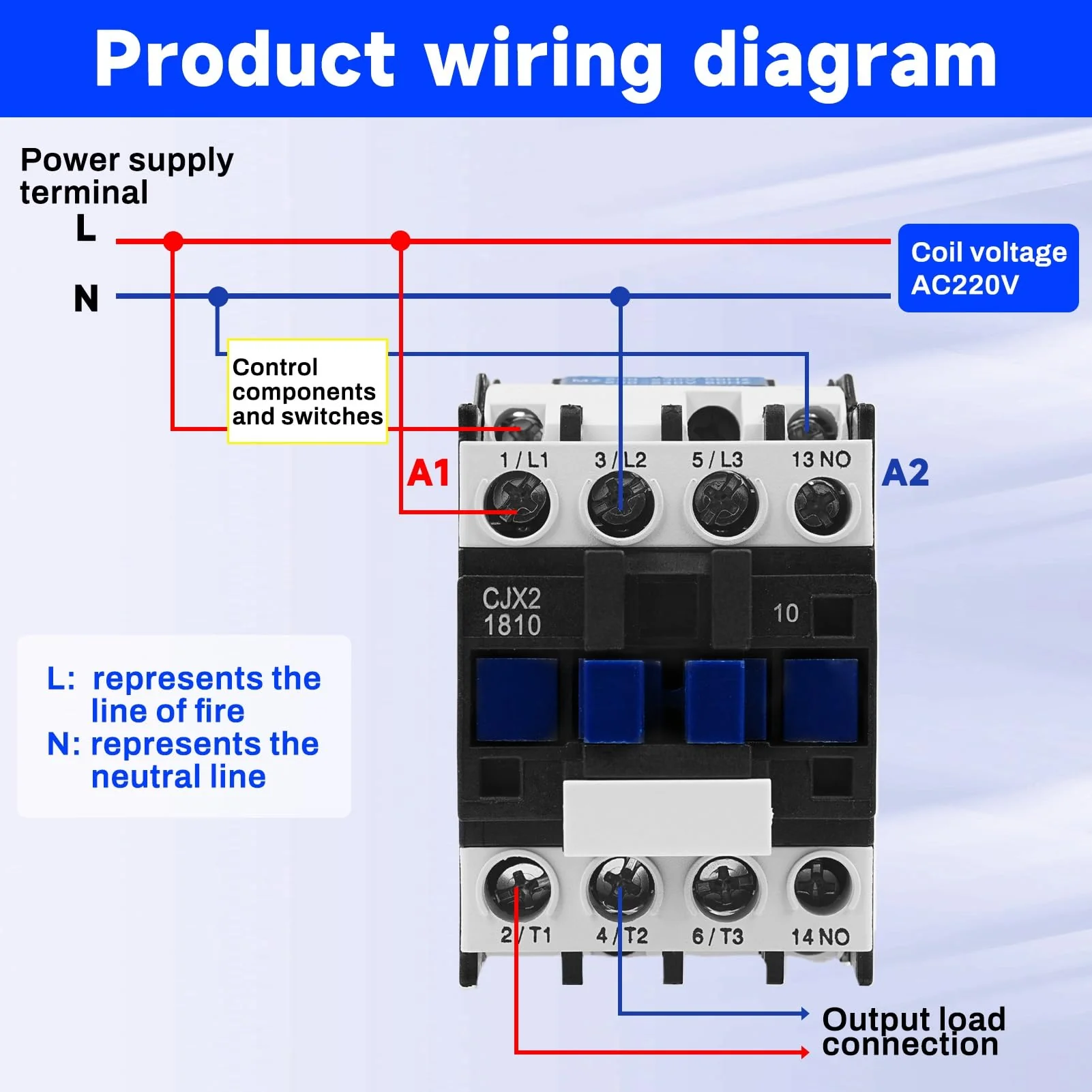 Buyweek AC Contactor 3P Motor Contactor CJX2-1810, AC Contactor 220 V, 50/60 Hz, Air Switch, Industrial Protection Against Leaks, Special Thickened Silver Point - Image 5