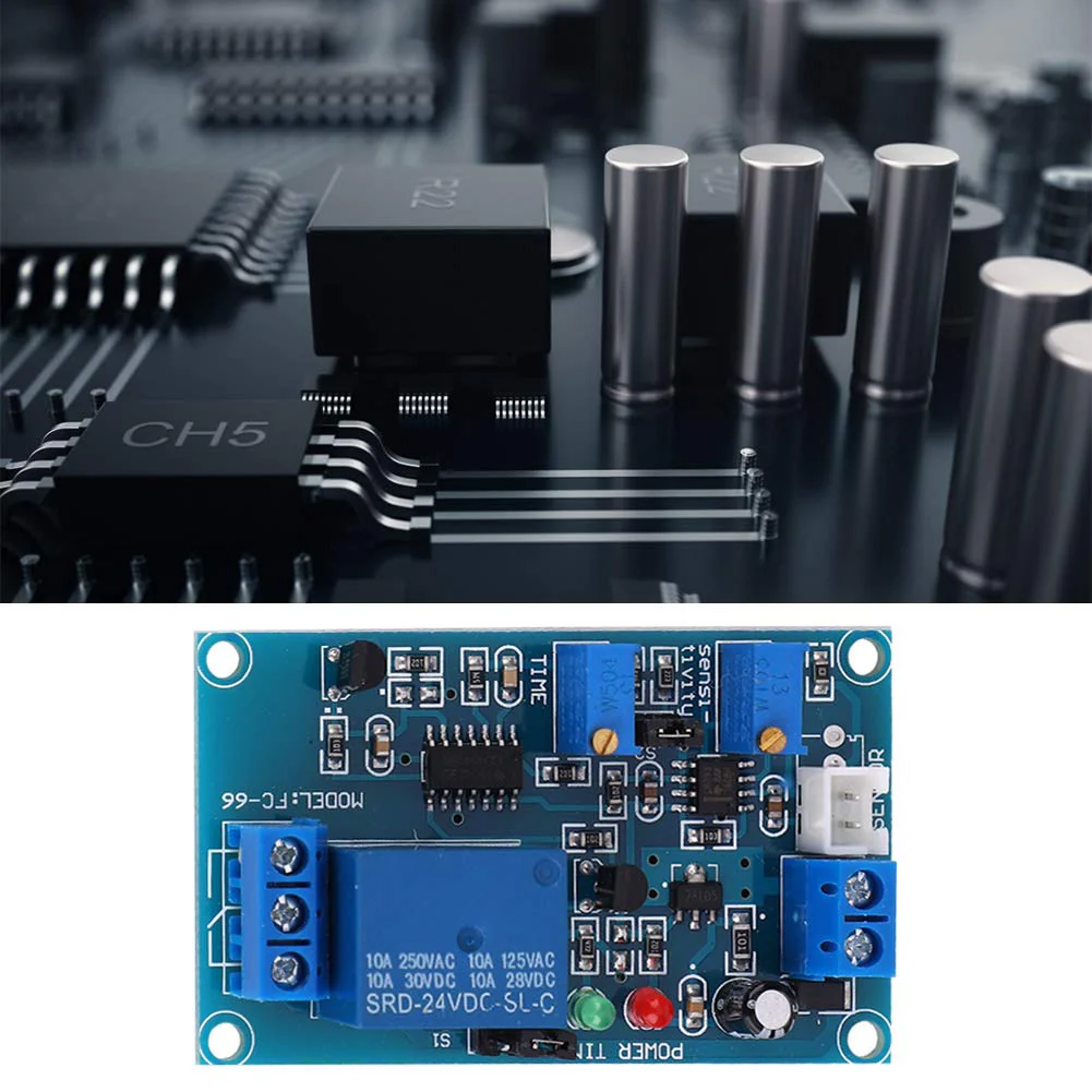 BuyWeek Photoresistor Relay Module, DC 24 V Light Sensor, Light Detection Switch, Adjustable Delay, Photoresistor Relay Module, Photosensitive Sensor (DC 24 V) - Image 3