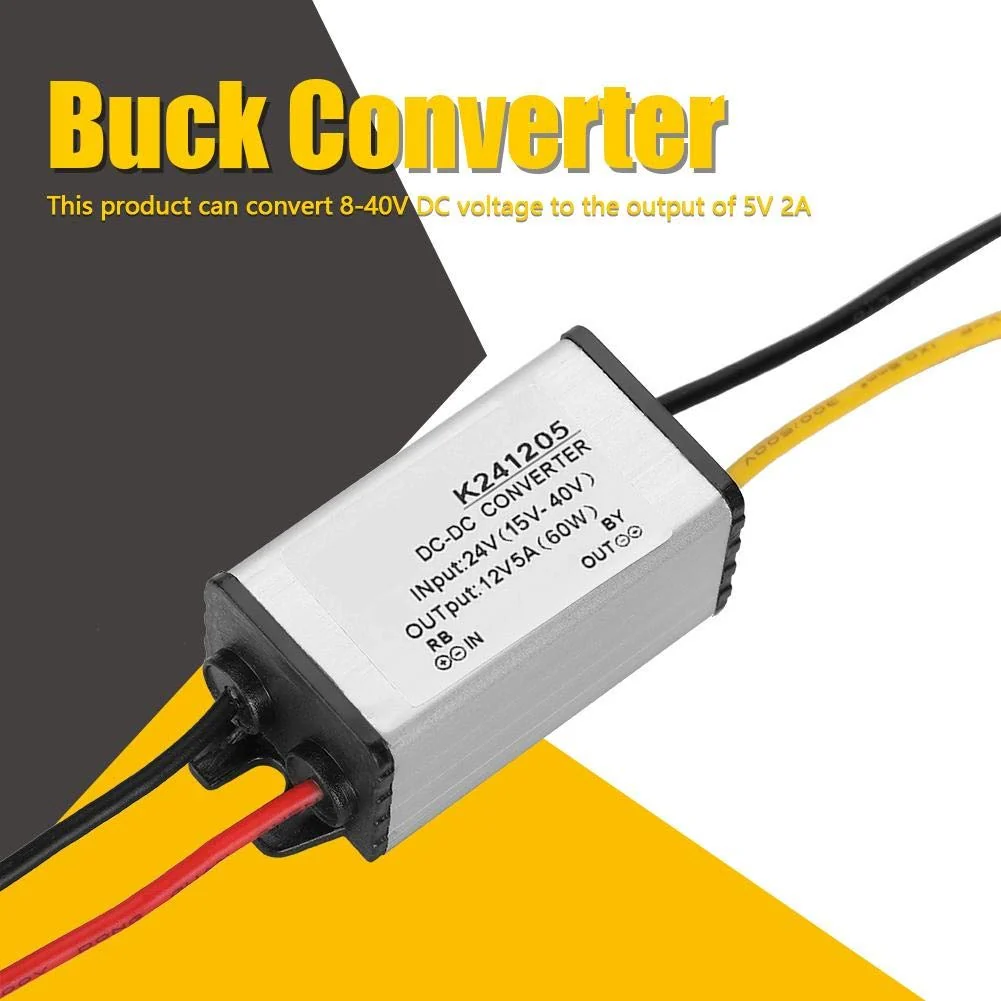 BuyWeek Power Supply Voltage Converter DC-DC Converter 24V to 12V, 5A Power Supply Aluminium Housing Power Supply Transformer for LED Strip Car Audio Radio LED Display - Image 3