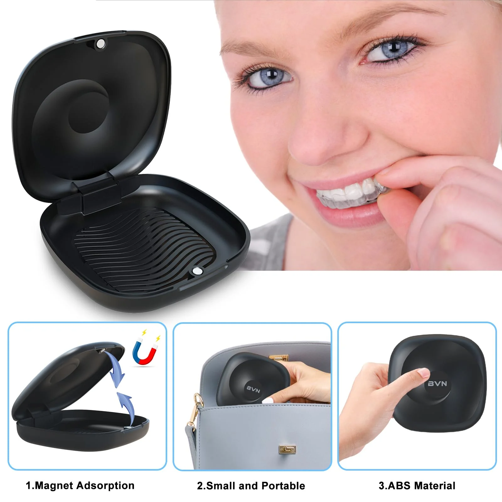 BVN Retainer Case Retainer Holder Cute Slim Aligner Case Slim Braces Case Teeth Aligner Case Customized Magnetic Closure Orthodontic Retainer Cases - Image 6