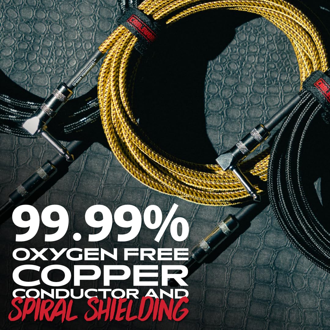 by Gator Cases Backline Series 20 Ft Braided Guitar Instrument Cable, Straight to Right Angle, Black/Grey (GCWB-INS-20RABG) Black / Grey 20 ft. - Image 4