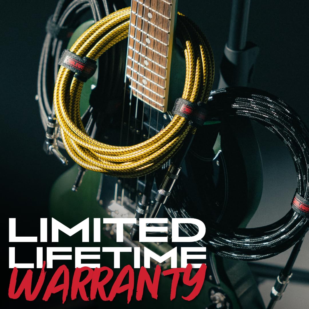 by Gator Cases Backline Series 20 Ft Braided Guitar Instrument Cable, Straight to Right Angle, Black/Grey (GCWB-INS-20RABG) Black / Grey 20 ft. - Image 7