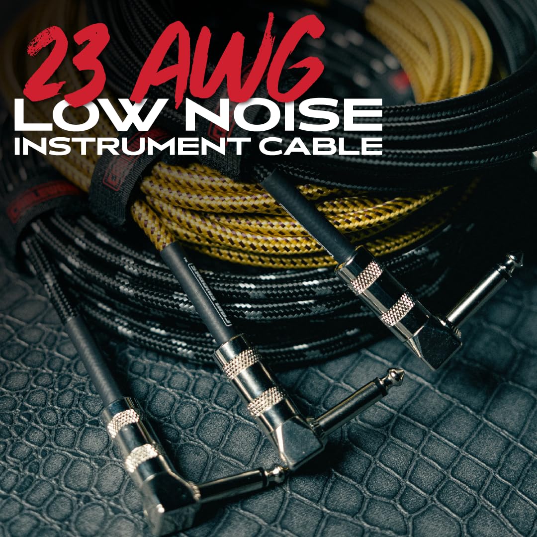 by Gator Cases Backline Series 20 Ft Braided Guitar Instrument Cable, Straight to Right Angle, Black/Grey (GCWB-INS-20RABG) Black / Grey 20 ft. - Image 8