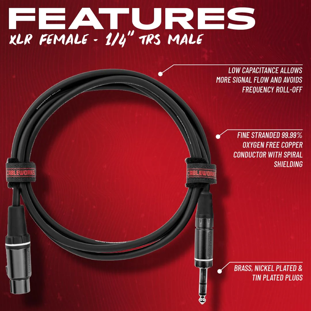 By Gator Cases Composer Series Deluxe 5 Foot XLR Female to TRS Cable, (GCWC-XLR-05FTRS) 5 Feet TRS/XLR Female - Image 2
