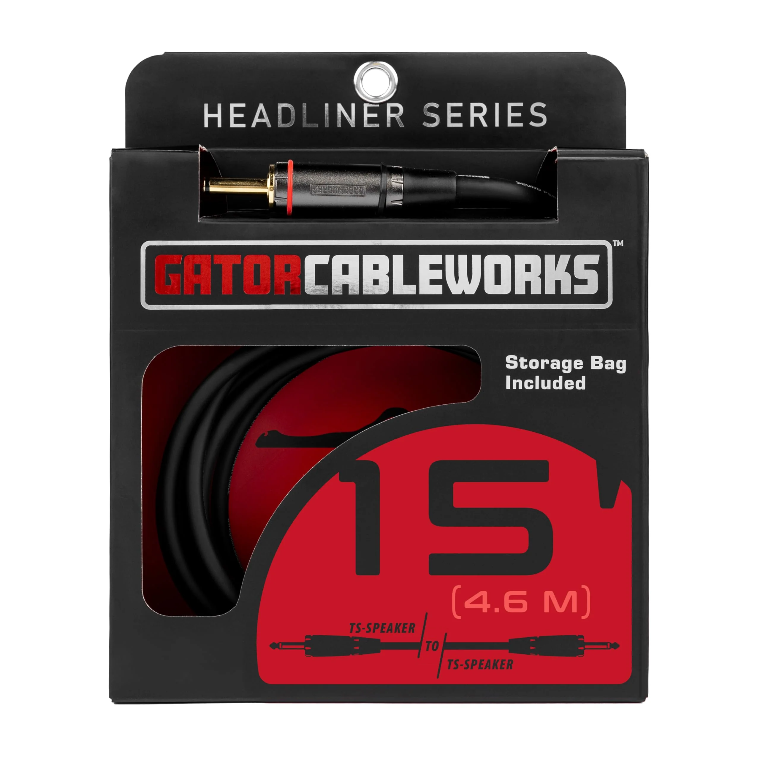 By Gator Cases Headliner Series Premium 15 Foot TS Speaker Cable, (GCWH-SPK-15) 15 Feet 1/4" TS - Image 10