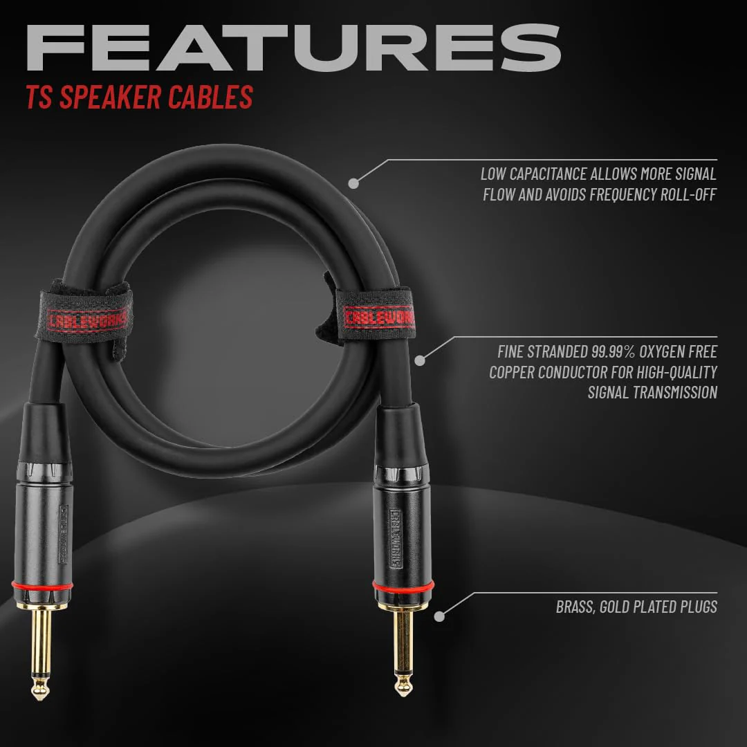 By Gator Cases Headliner Series Premium 15 Foot TS Speaker Cable, (GCWH-SPK-15) 15 Feet 1/4" TS - Image 2